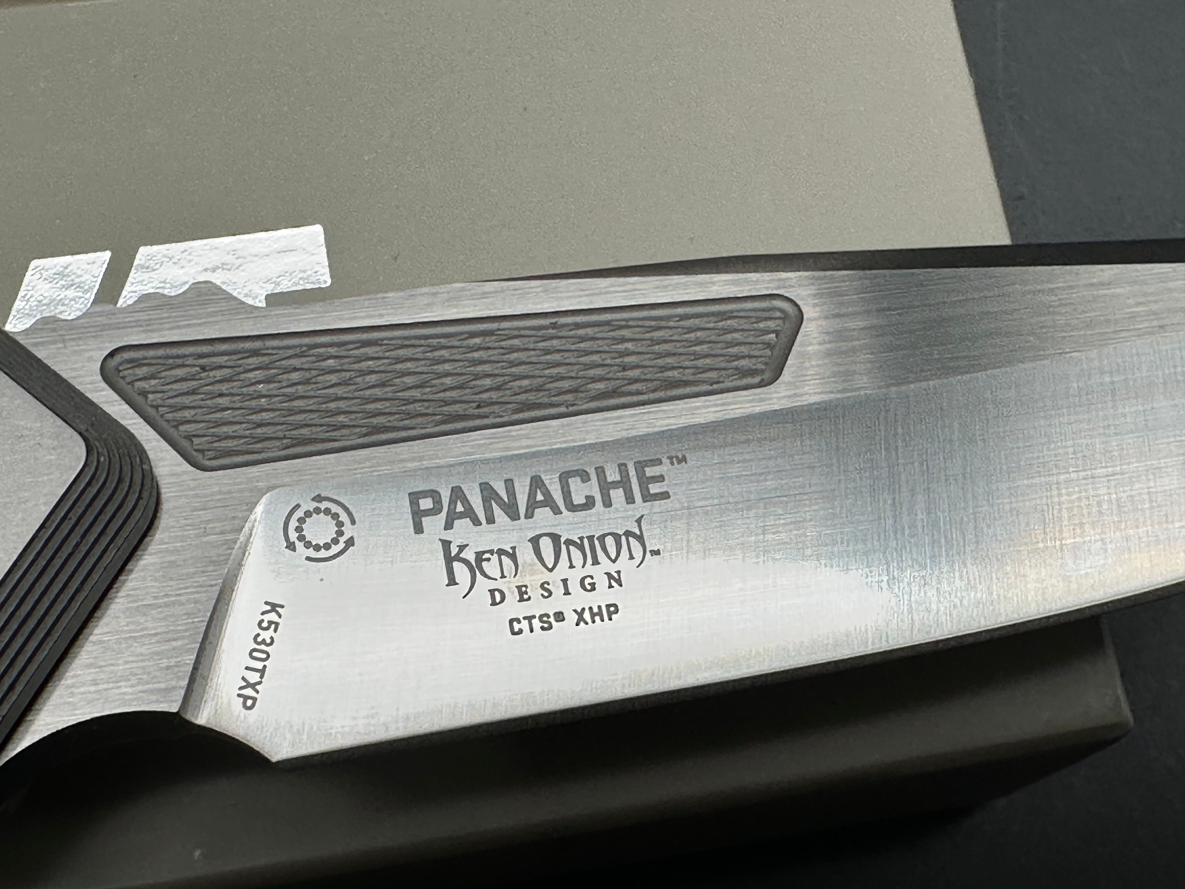 CRKT Panache, Ken Onion design, 491/550, CTS-XHP blade, titanium handle with carbon fiber inlays