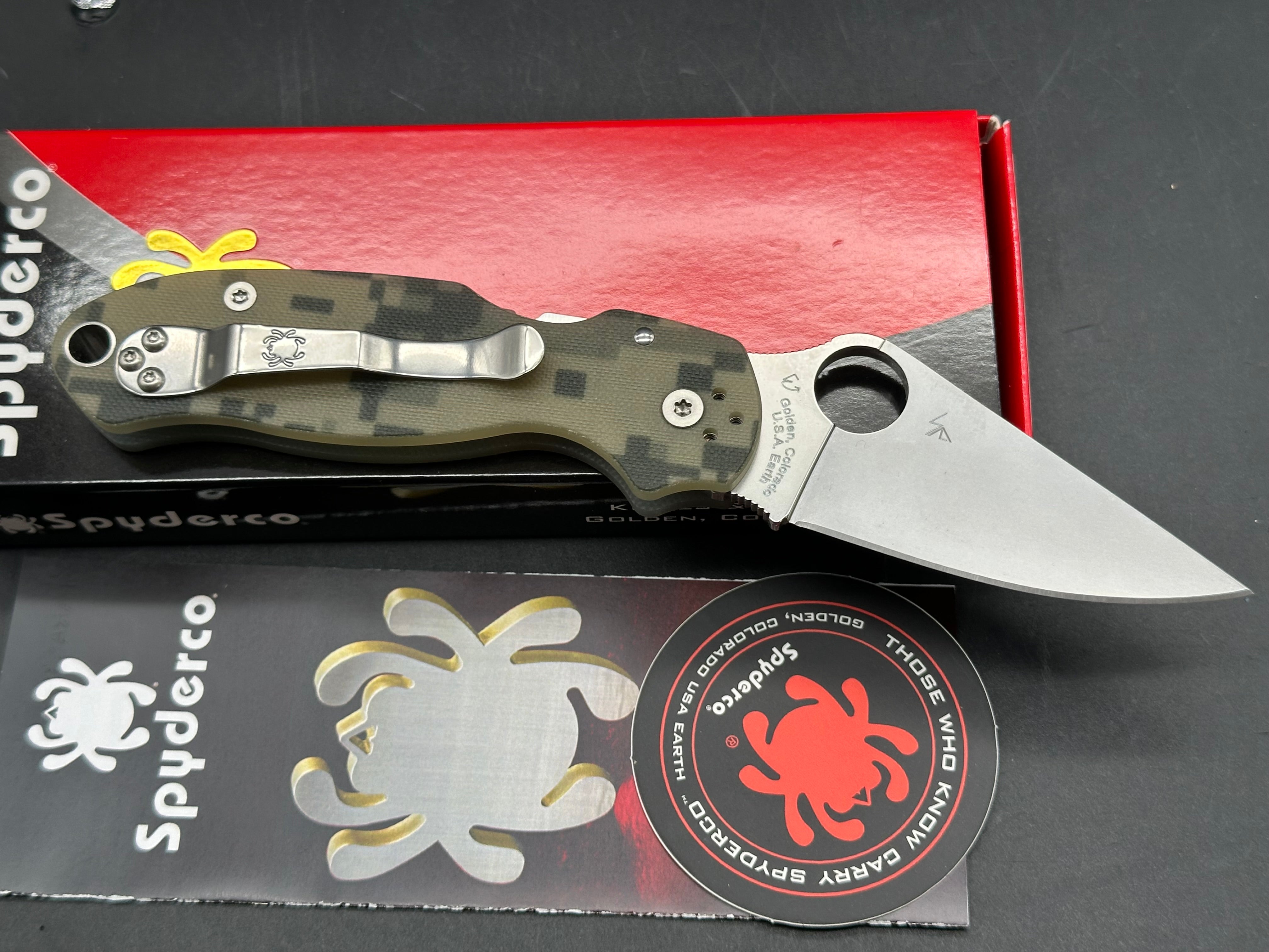 Spyderco Para 3, 2.93" CPM S45VN Stonewash Blade with Digi Camo G10 Scales