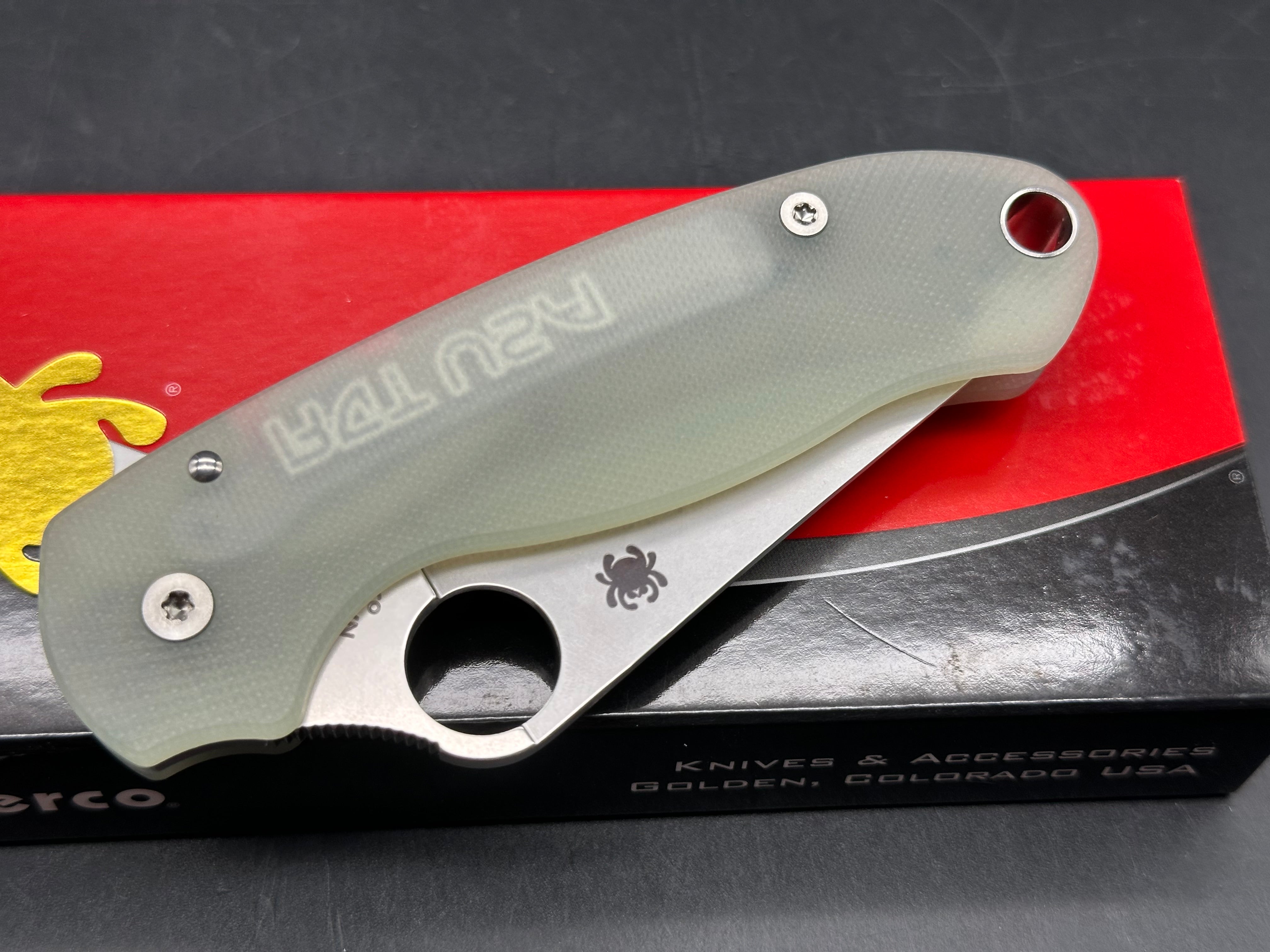 Spyderco Para 3, 2.93" CPM S45VN Stonewash Blade with Ripp's Garage Tech Milled Fluted Natural G10 Scales