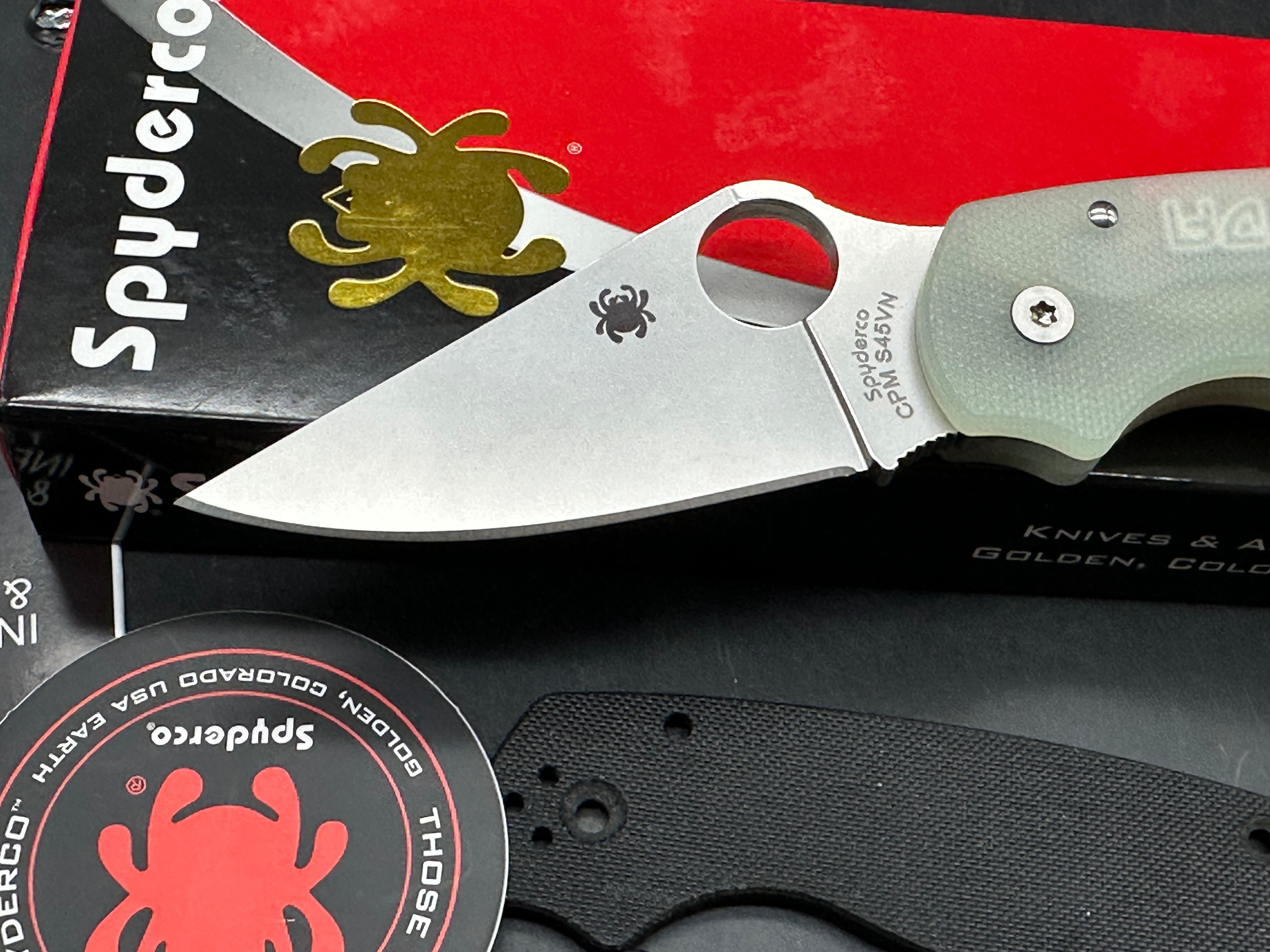 Spyderco Para 3, 2.93" CPM S45VN Stonewash Blade with Ripp's Garage Tech Milled Fluted Natural G10 Scales