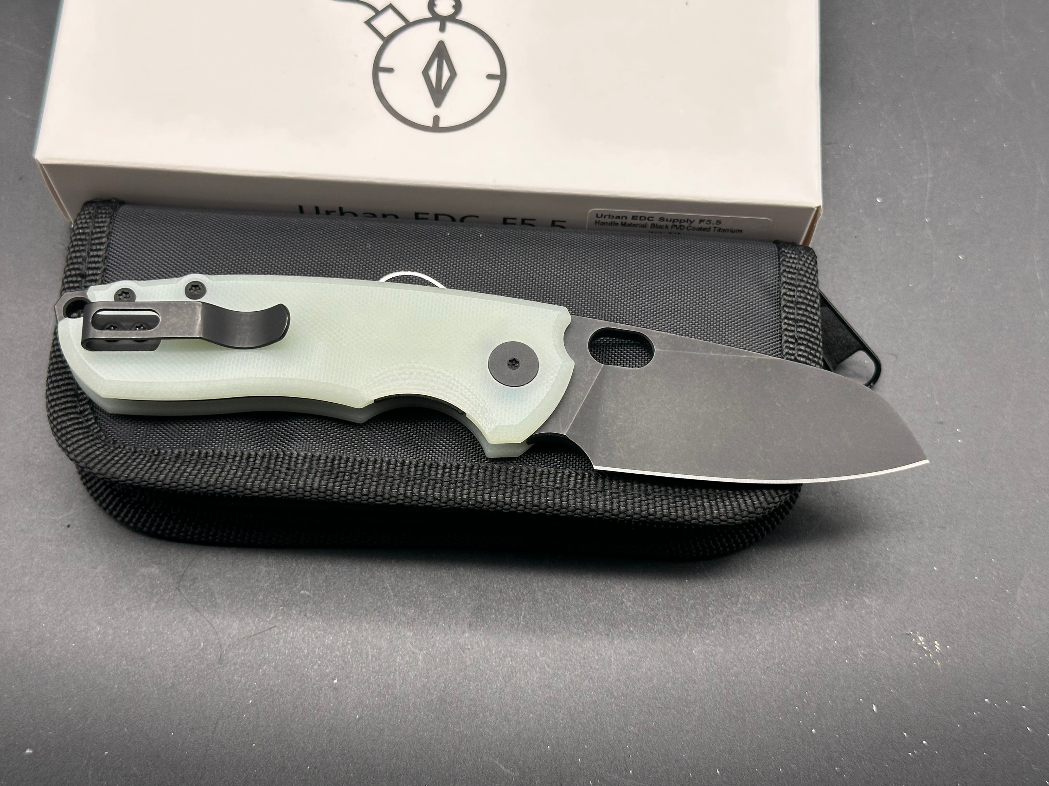 Urban EDC F5.5, Black PVD M390 Blade, Jade G10 Handles