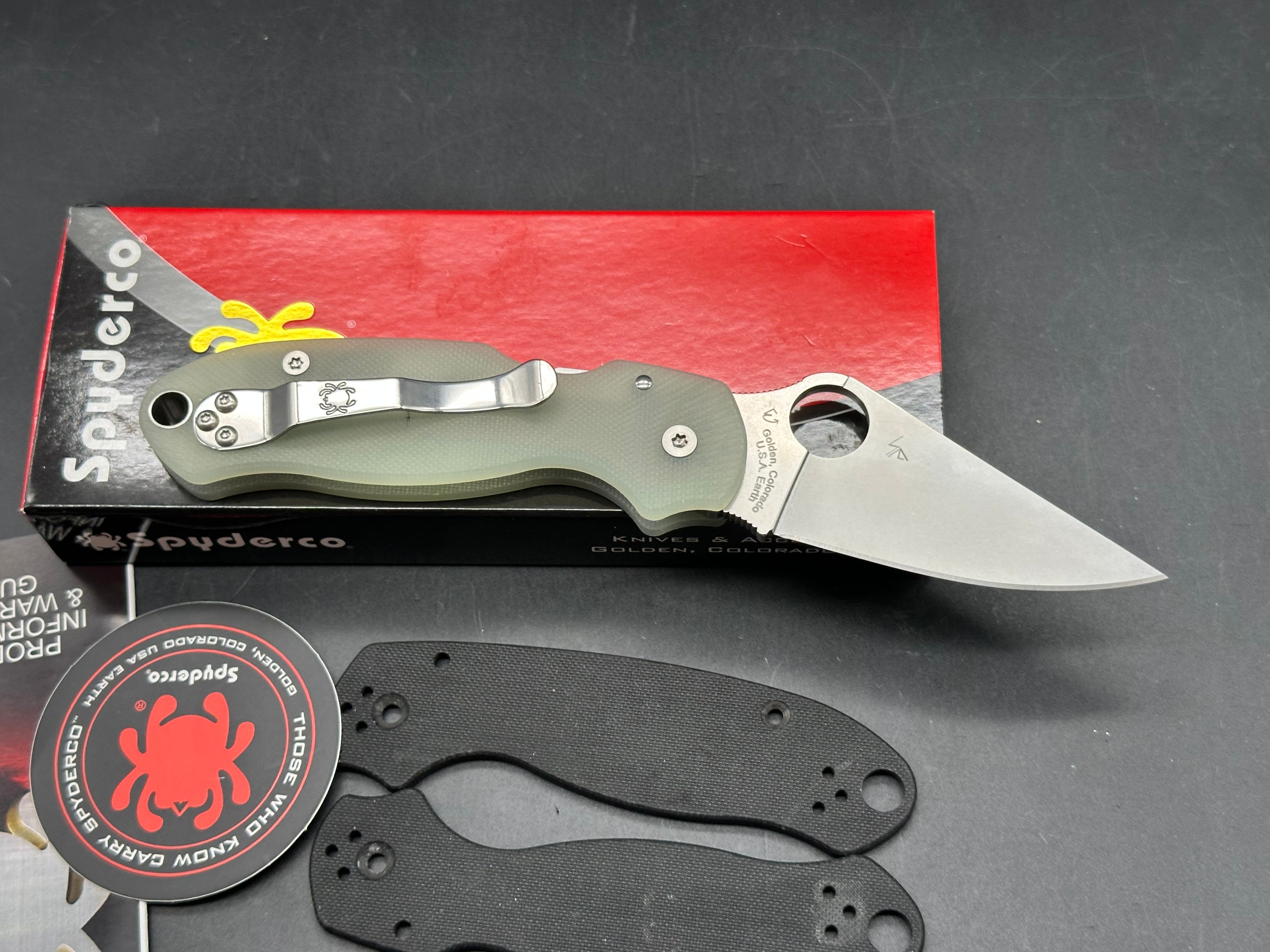 Spyderco Para 3, 2.93" CPM S45VN Stonewash Blade with Ripp's Garage Tech Milled Fluted Natural G10 Scales