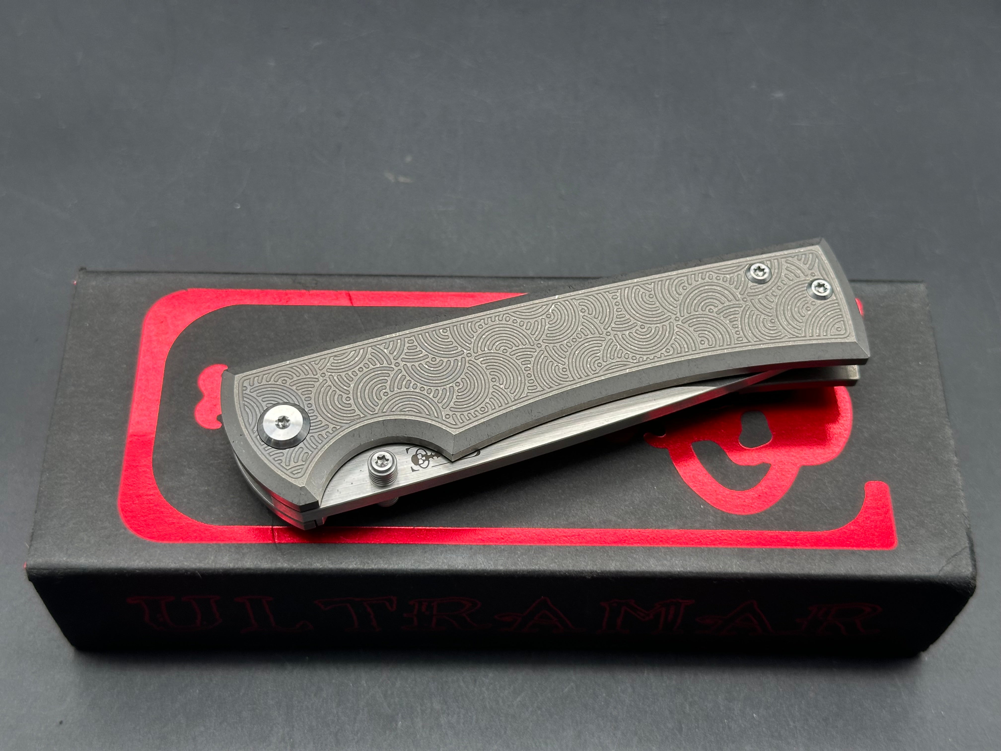 Chaves Liberation 229 Seigaiha Motif Titanium - Urban EDC Exclusive, Belt Satin M390 Blade