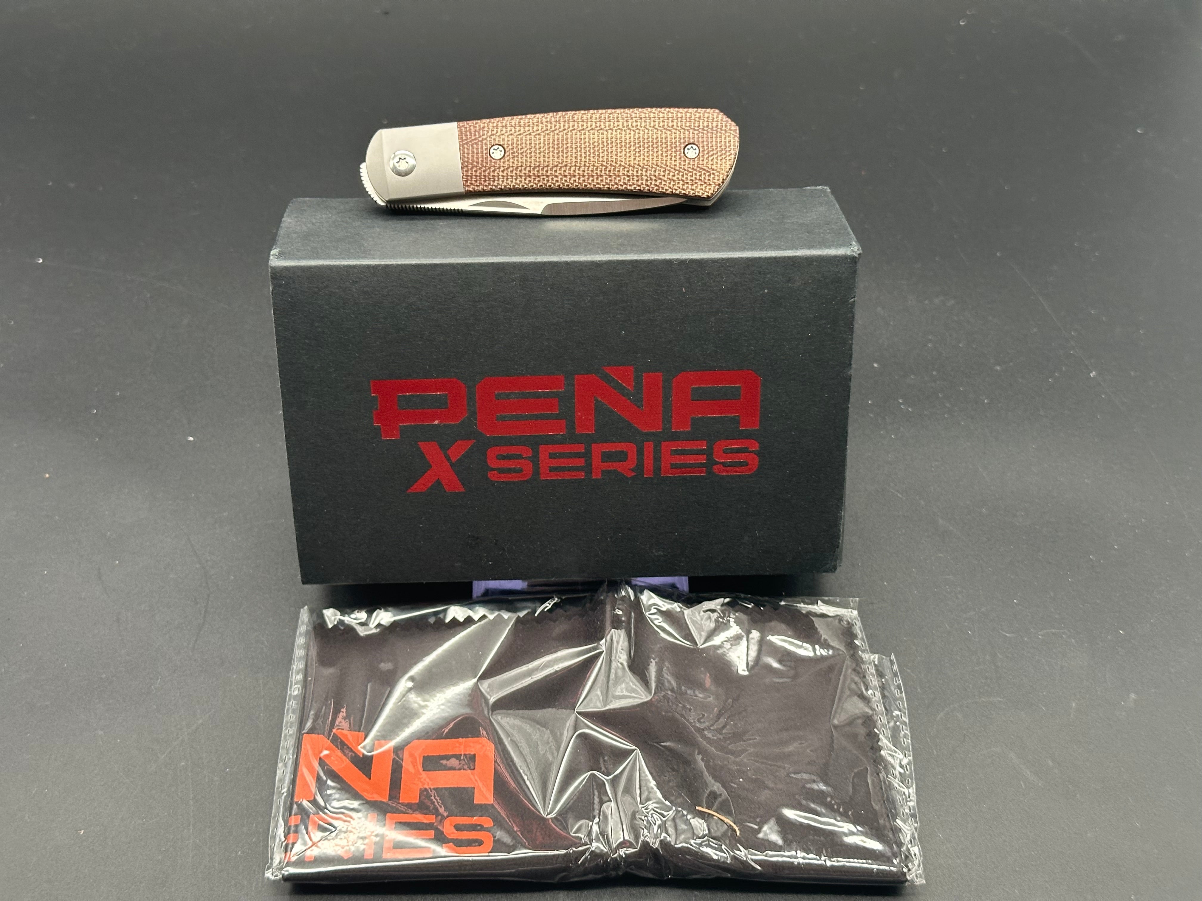 Pena Knives X-Series Apache Front Flipper Knife Natural Micarta