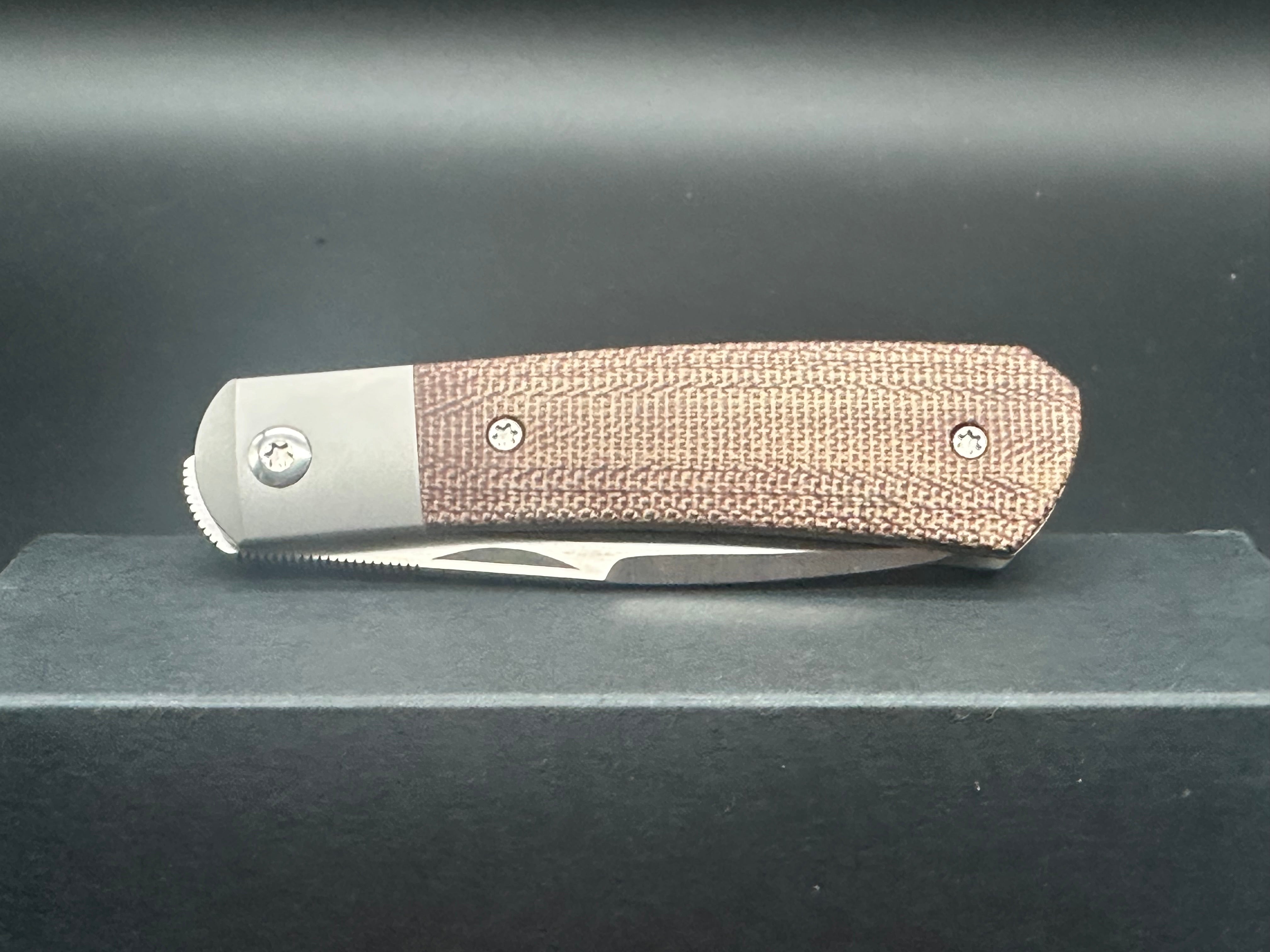 Pena Knives X-Series Apache Front Flipper Knife Natural Micarta