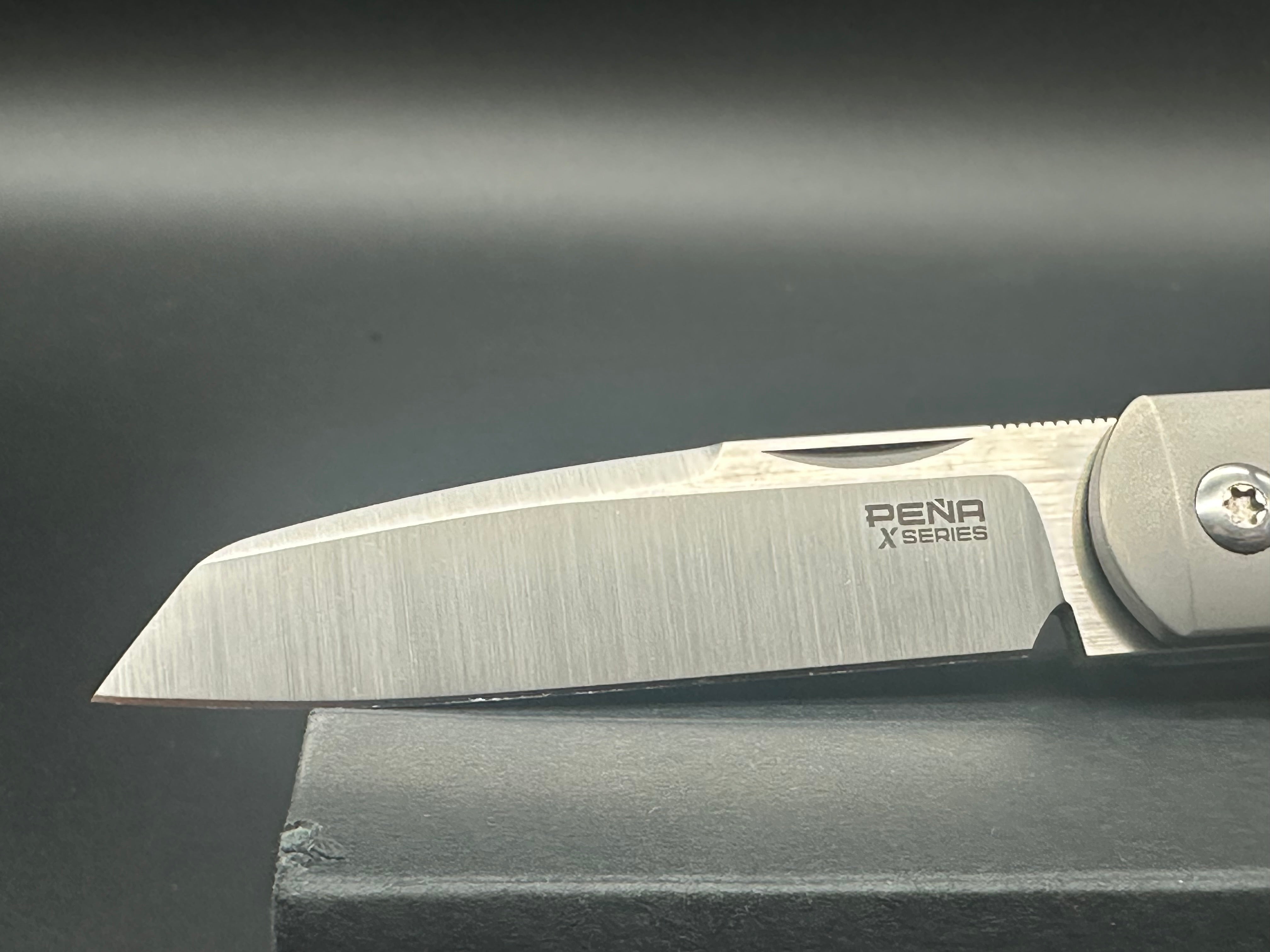 Pena Knives X-Series Apache Front Flipper Knife Natural Micarta