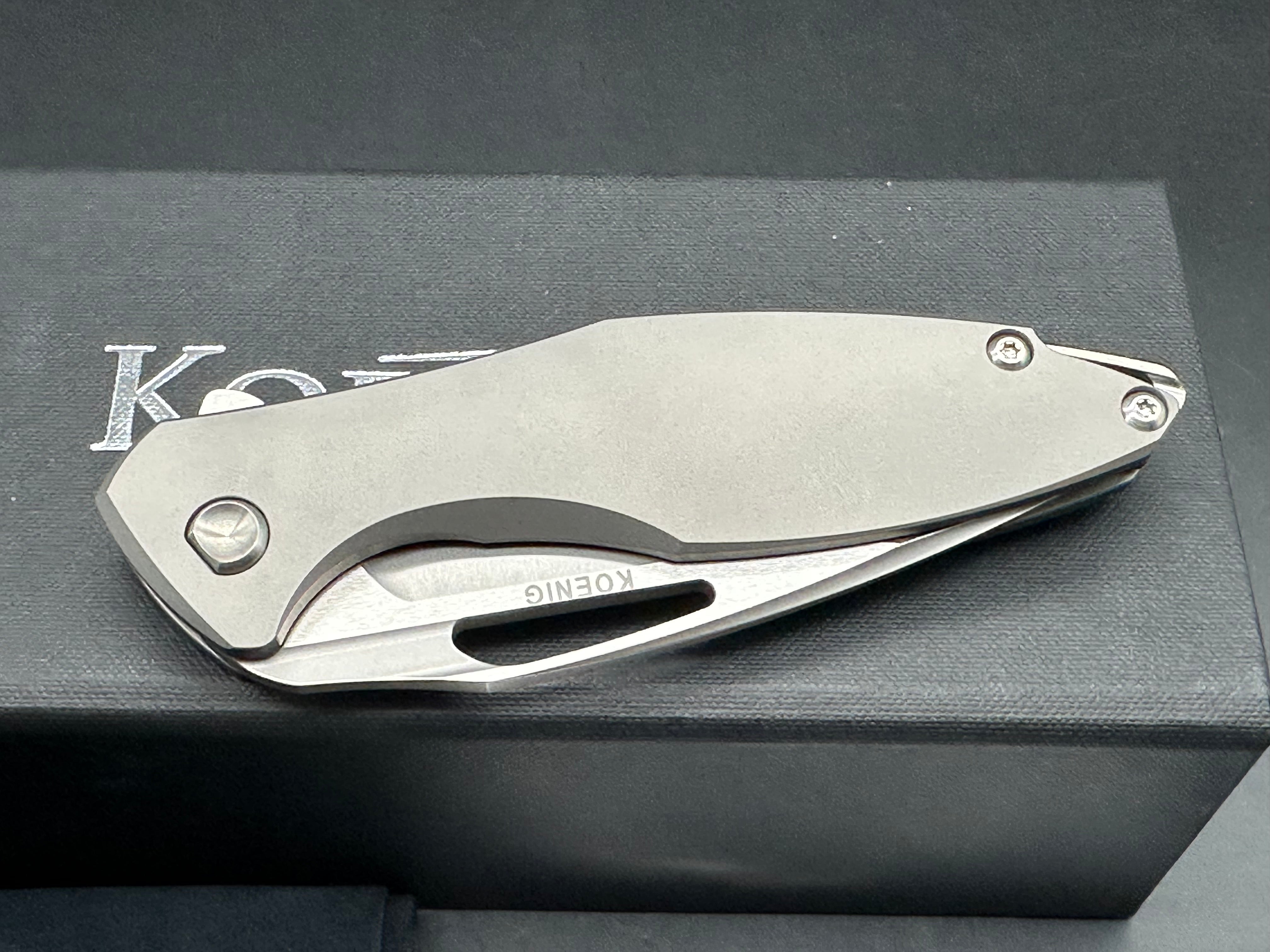 Koenig Arius, M390 Blade - Burnished with Polished Flats, Smooth Ti Handles