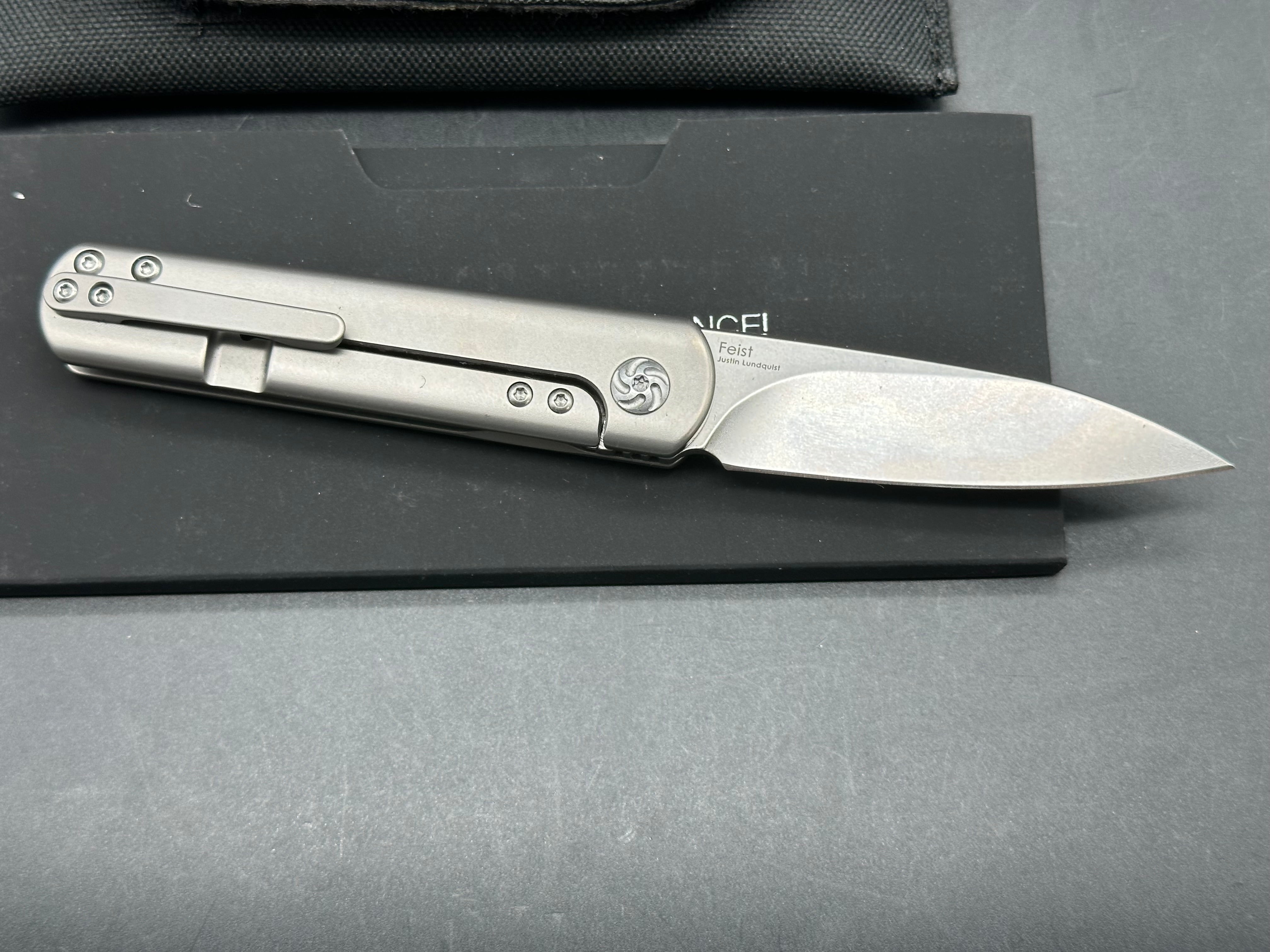 Kizer Feist: Justin Lundquist design. 2.75 inch tumbled CPM-S35VN blade