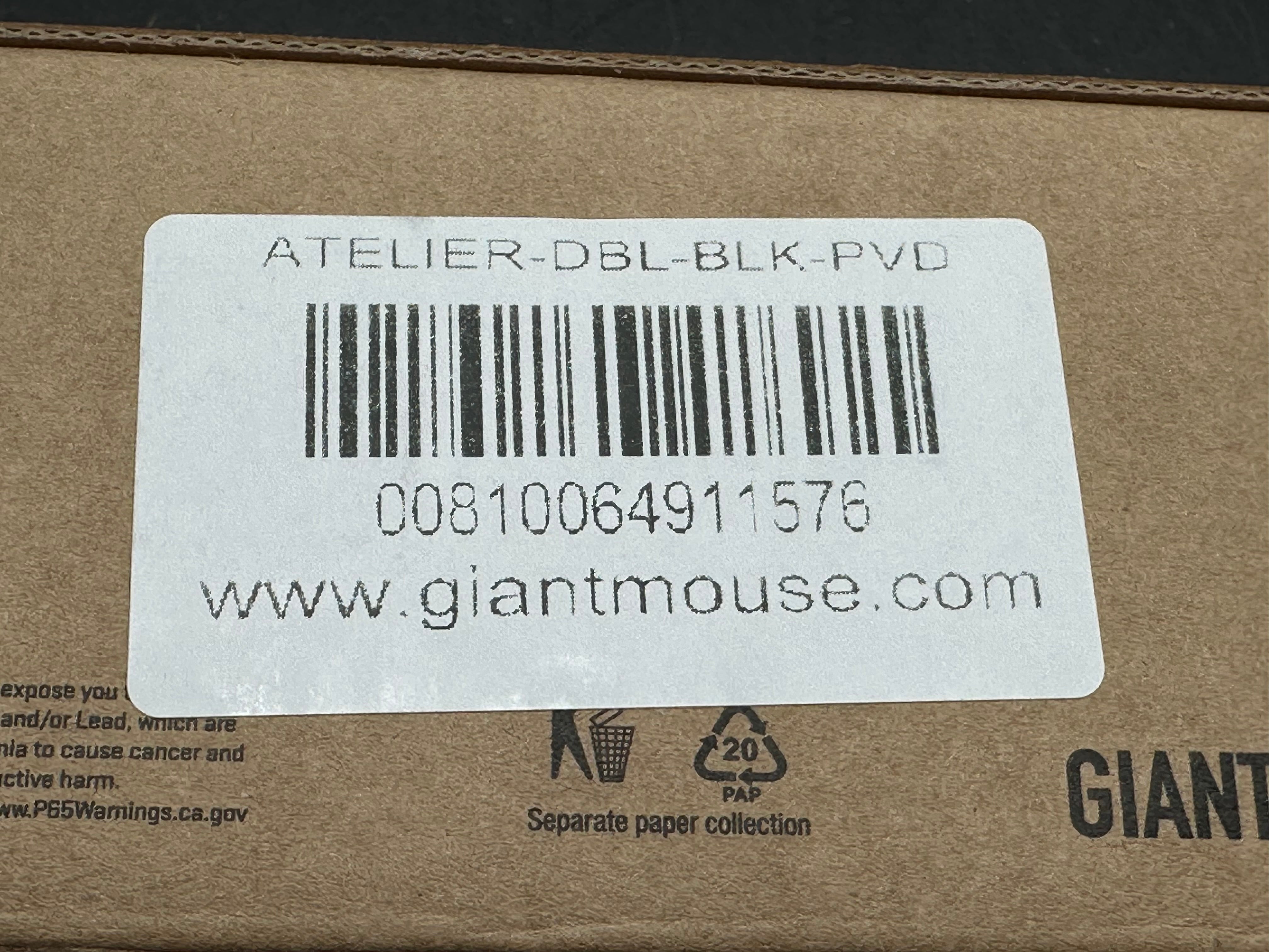GiantMouse Ace Atelier Blackout #164/300, Black Stonewashed PVD Vanadis 4E Blade, Black Canvas Micarta Handles