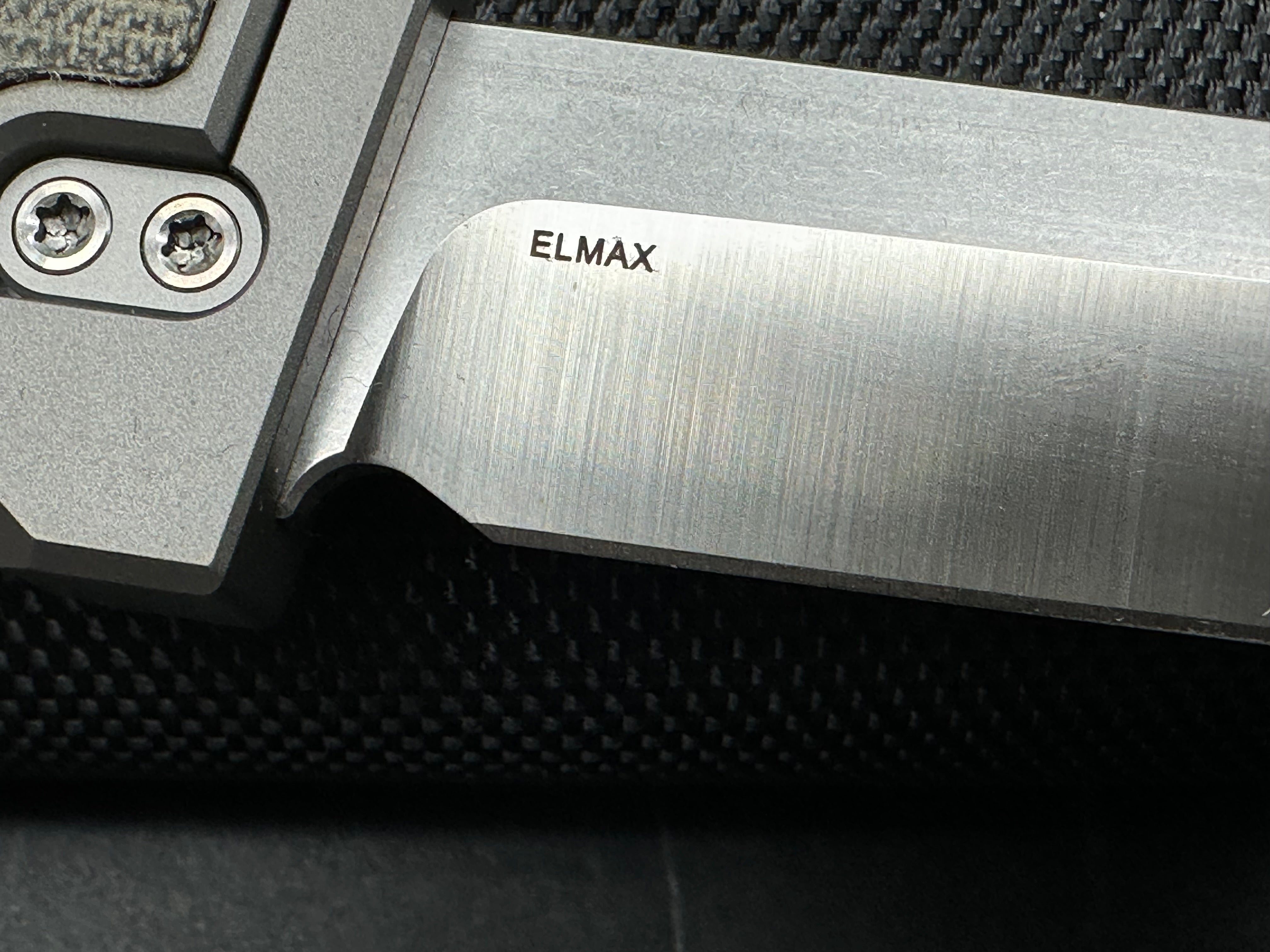 Reate Exo 3.75 inch Elmax gravity drop blade Titanium frame with green micarta inserts