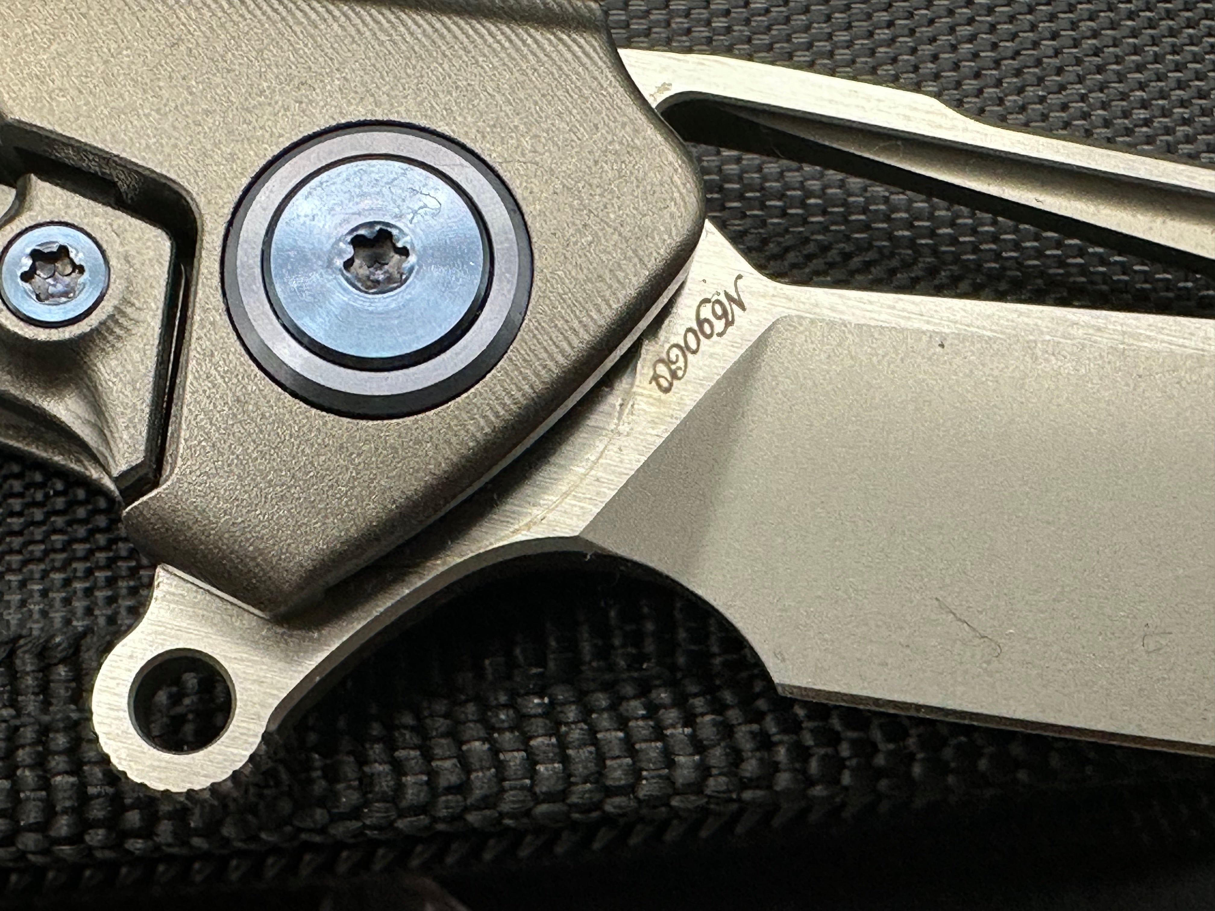 Rike Knives Knight 3.75 inch CPM-N690 tumbled, two tone blade. Titanium handle