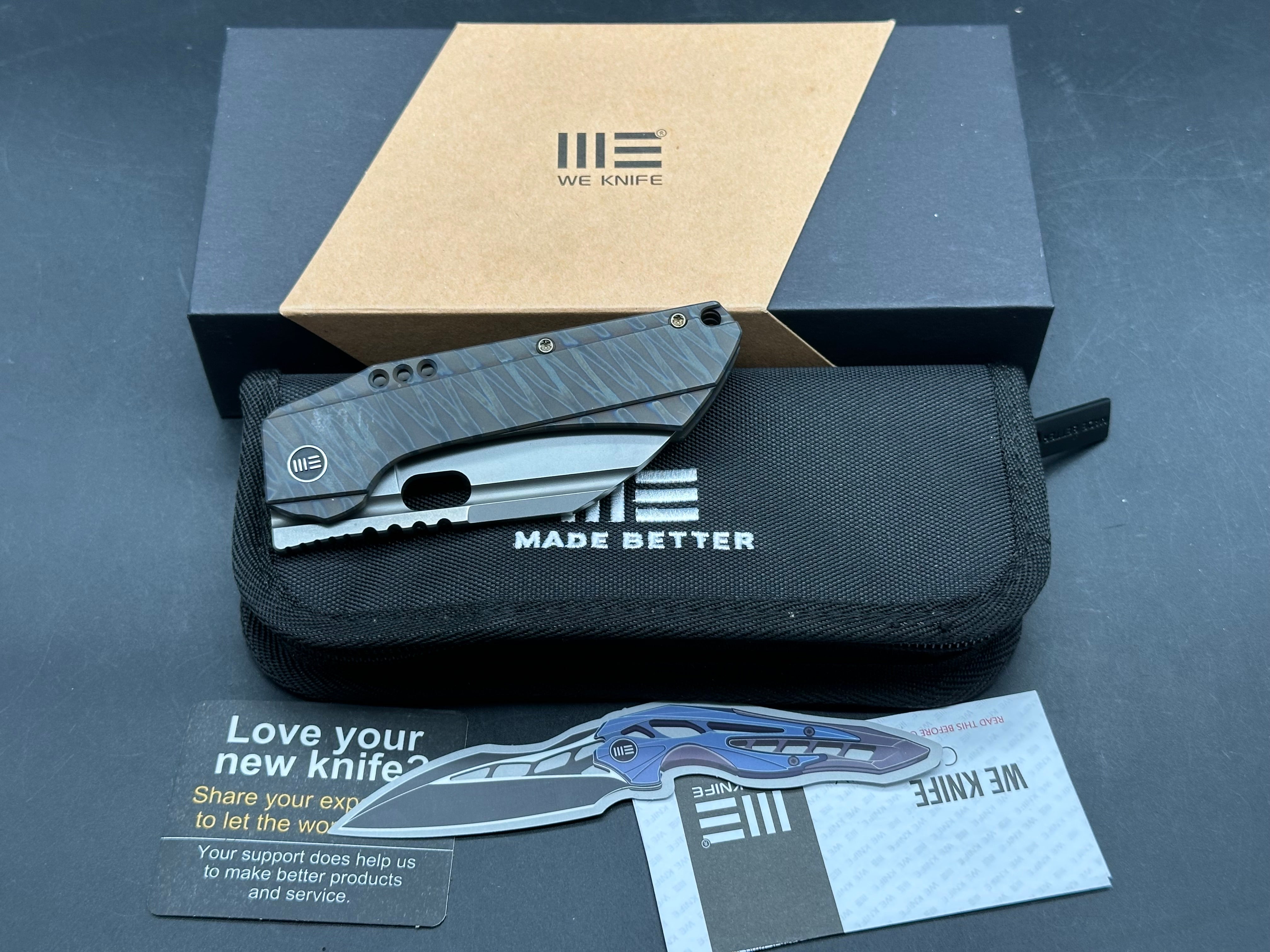 We Roxi Todd Knife and Tool design 3.15 inch stonewashed CPM-S35VN Wharncliffe blade