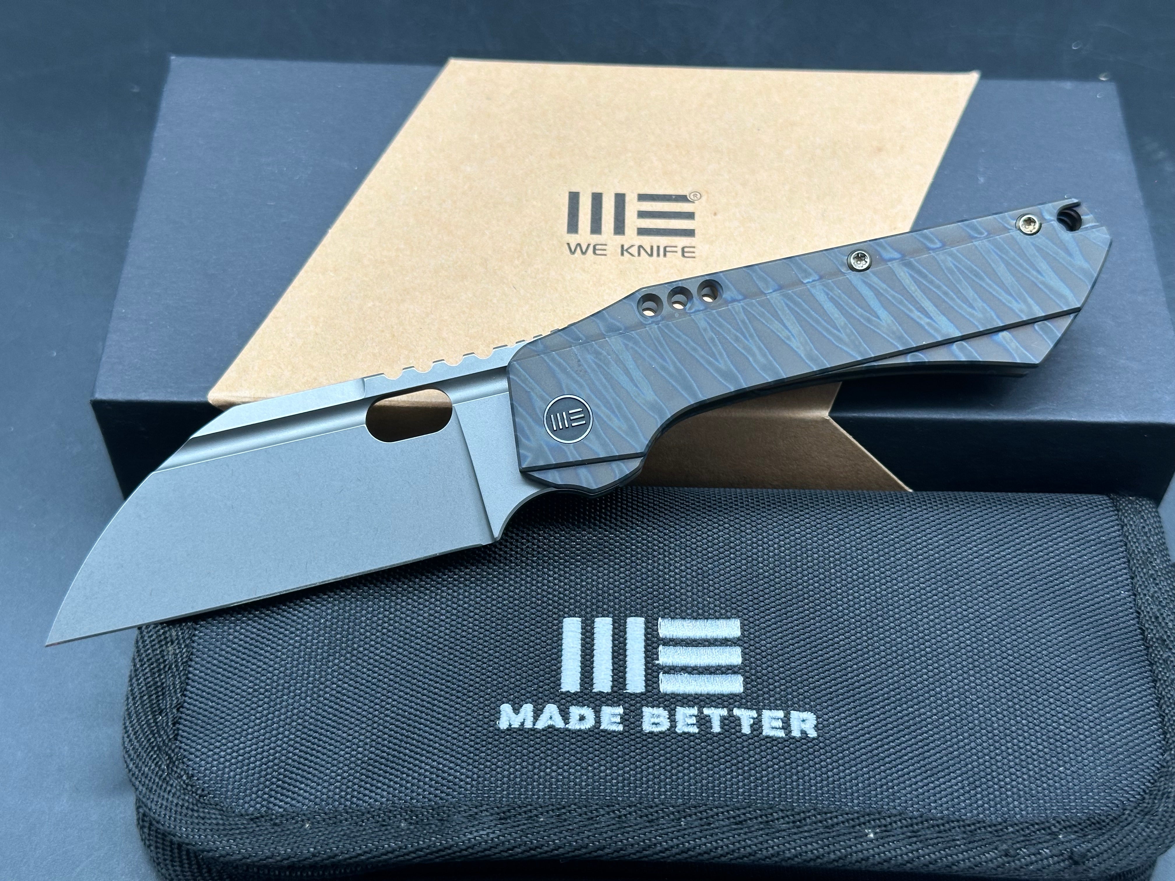 We Roxi Todd Knife and Tool design 3.15 inch stonewashed CPM-S35VN Wharncliffe blade