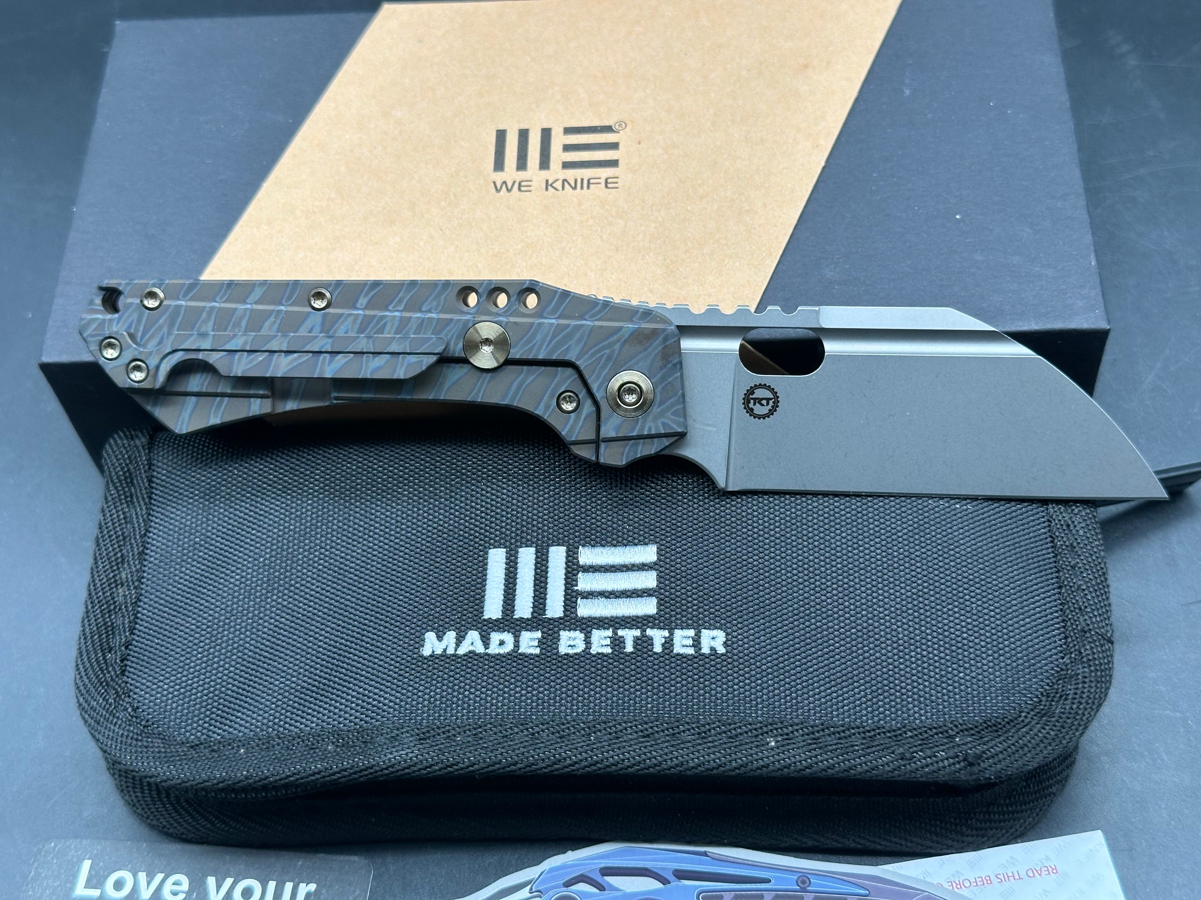 We Roxi Todd Knife and Tool design 3.15 inch stonewashed CPM-S35VN Wharncliffe blade