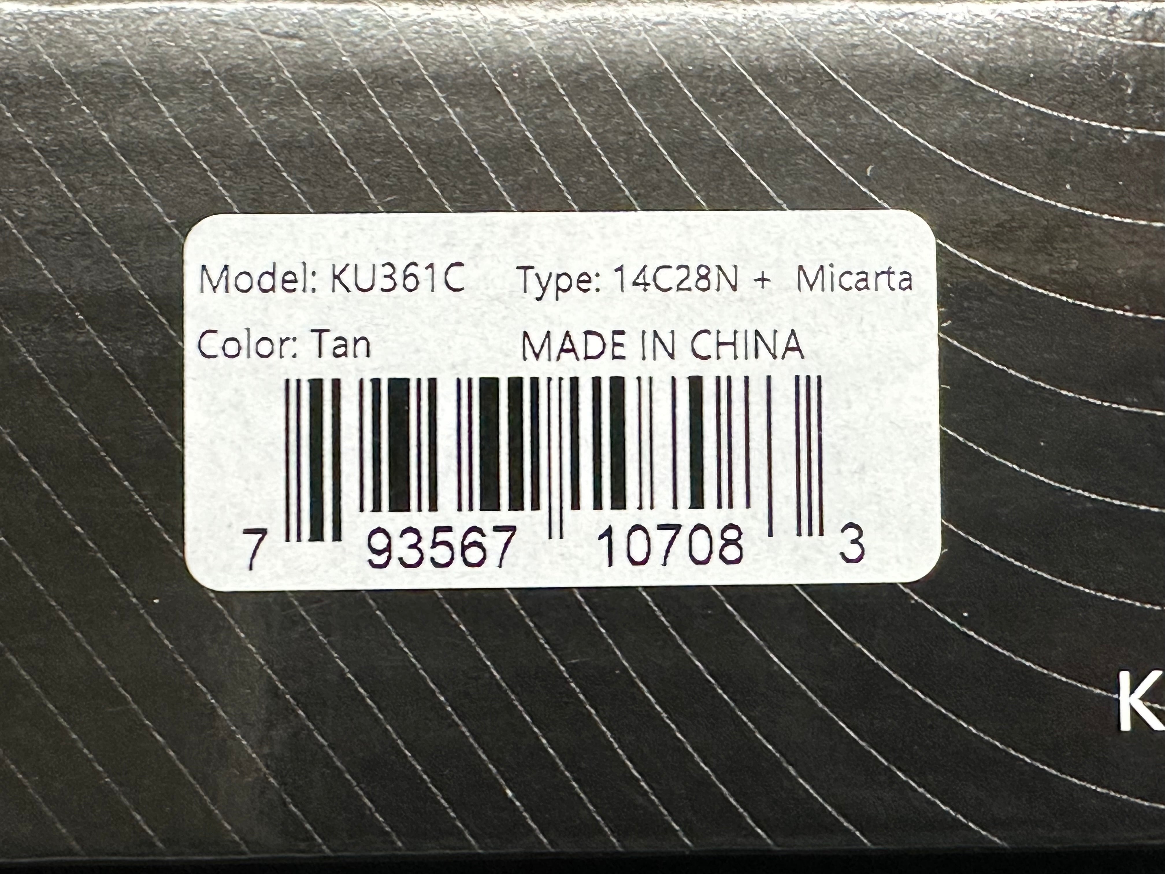 Kubey MOS Hydra Design Tan Micarta Handle 3.27" Stonewash 14C28N