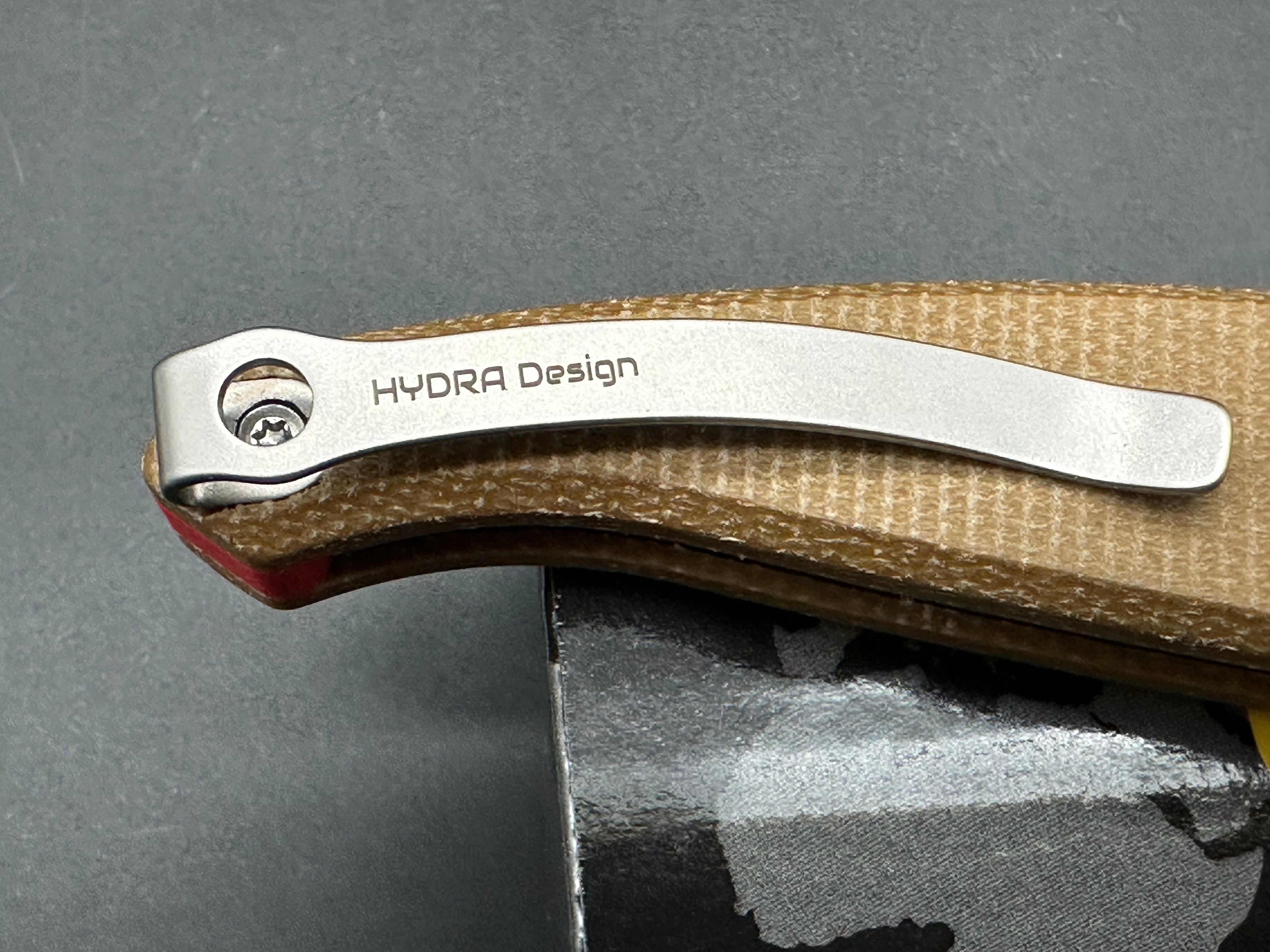Kubey MOS Hydra Design Tan Micarta Handle 3.27" Stonewash 14C28N