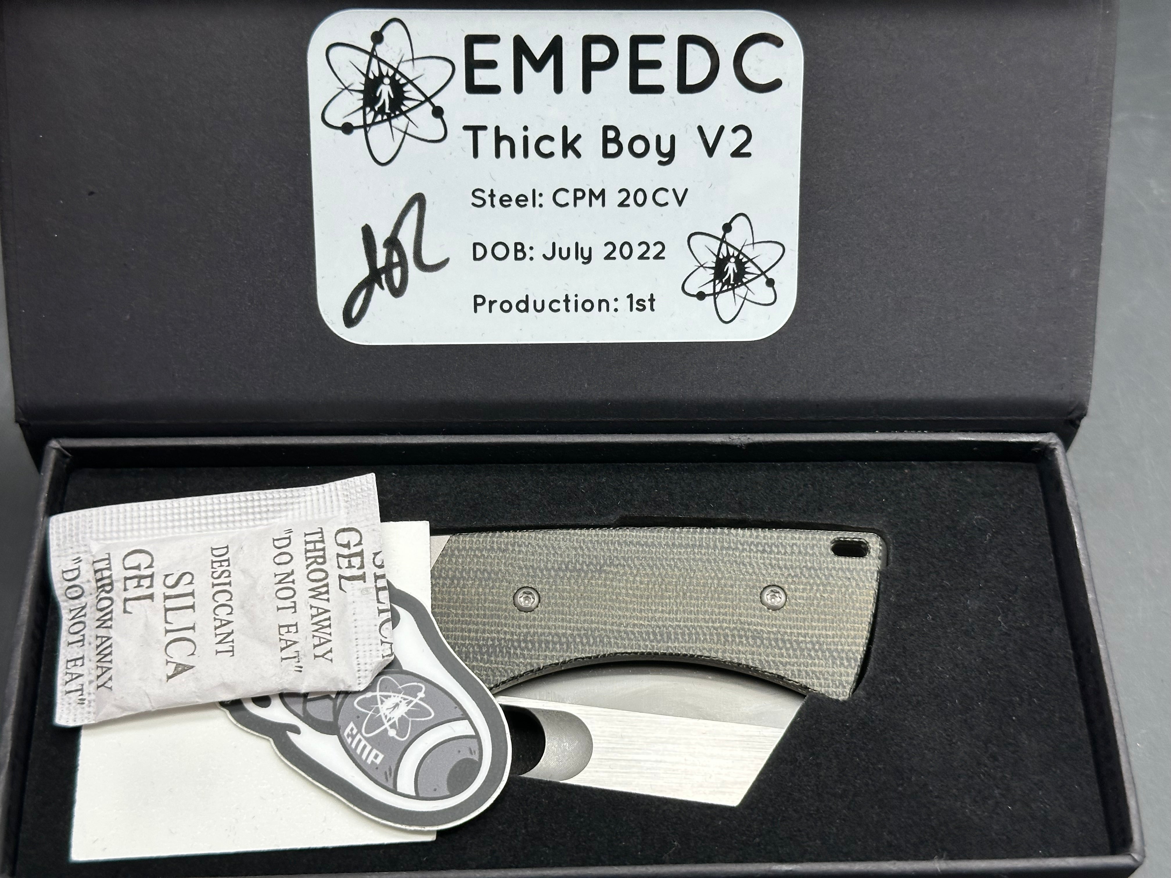 EMP EDC Thick Boy 3 inch stonewashed CPM-S35VN Wharncliffe blade