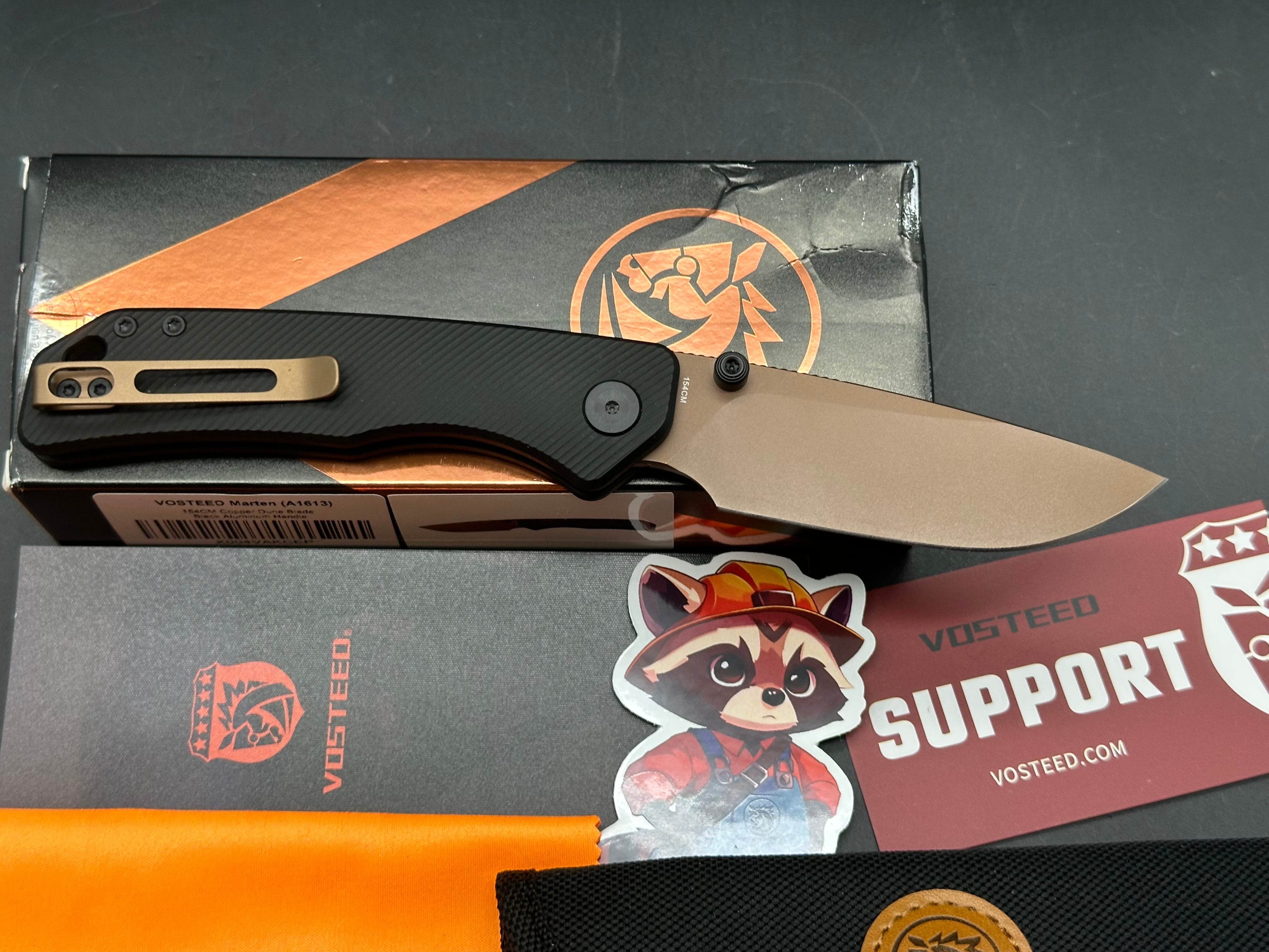 Vosteed Marten 330 Black Handle and Copper Dune Blade