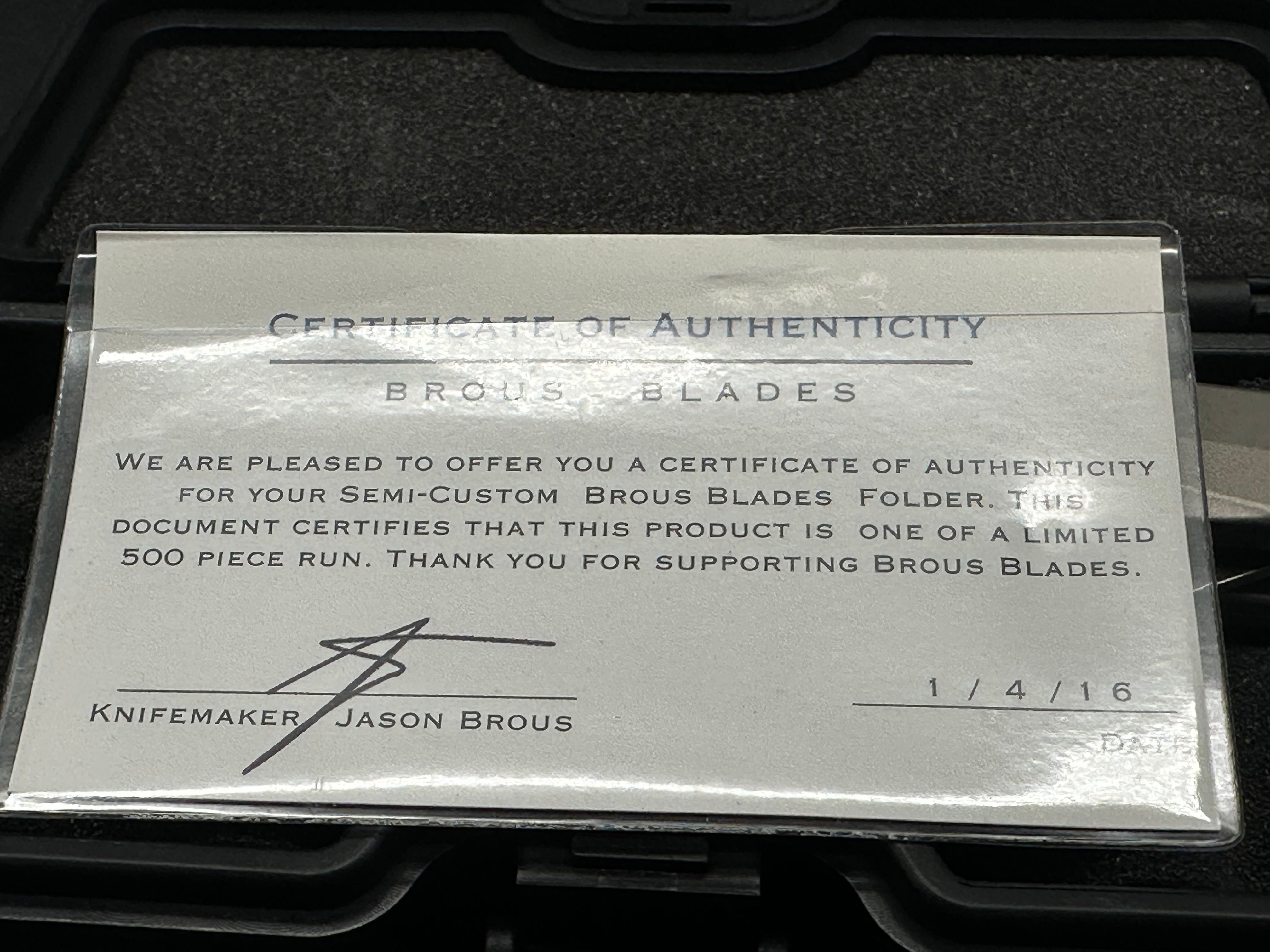 Brous Blades Virtue titanium handle w/D2 blade