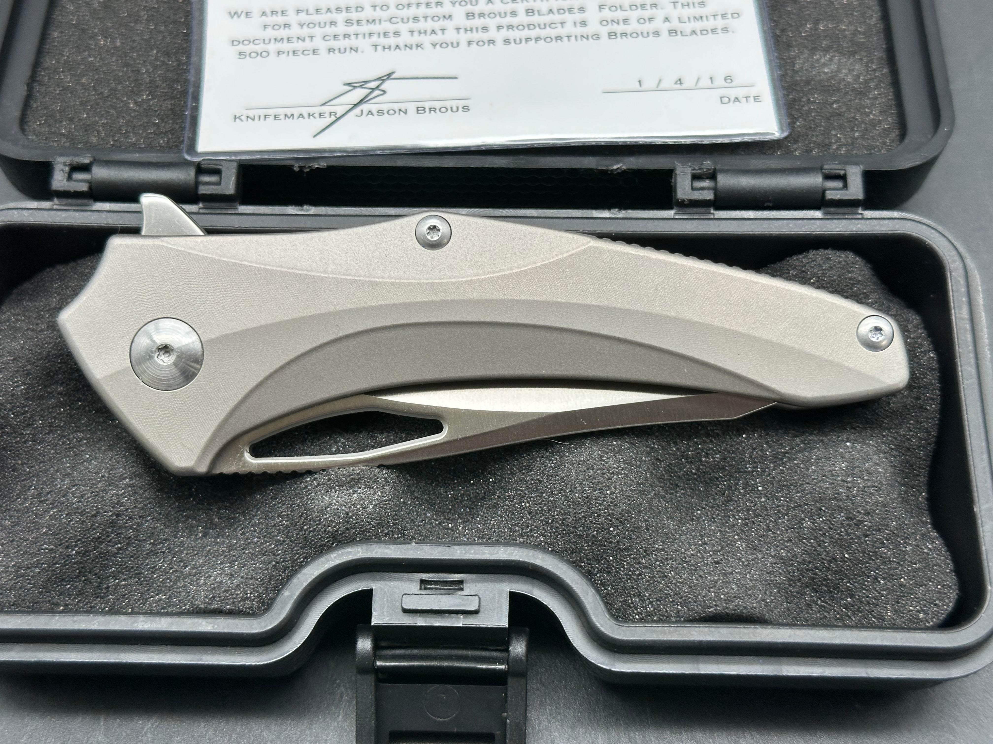 Brous Blades Virtue titanium handle w/D2 blade
