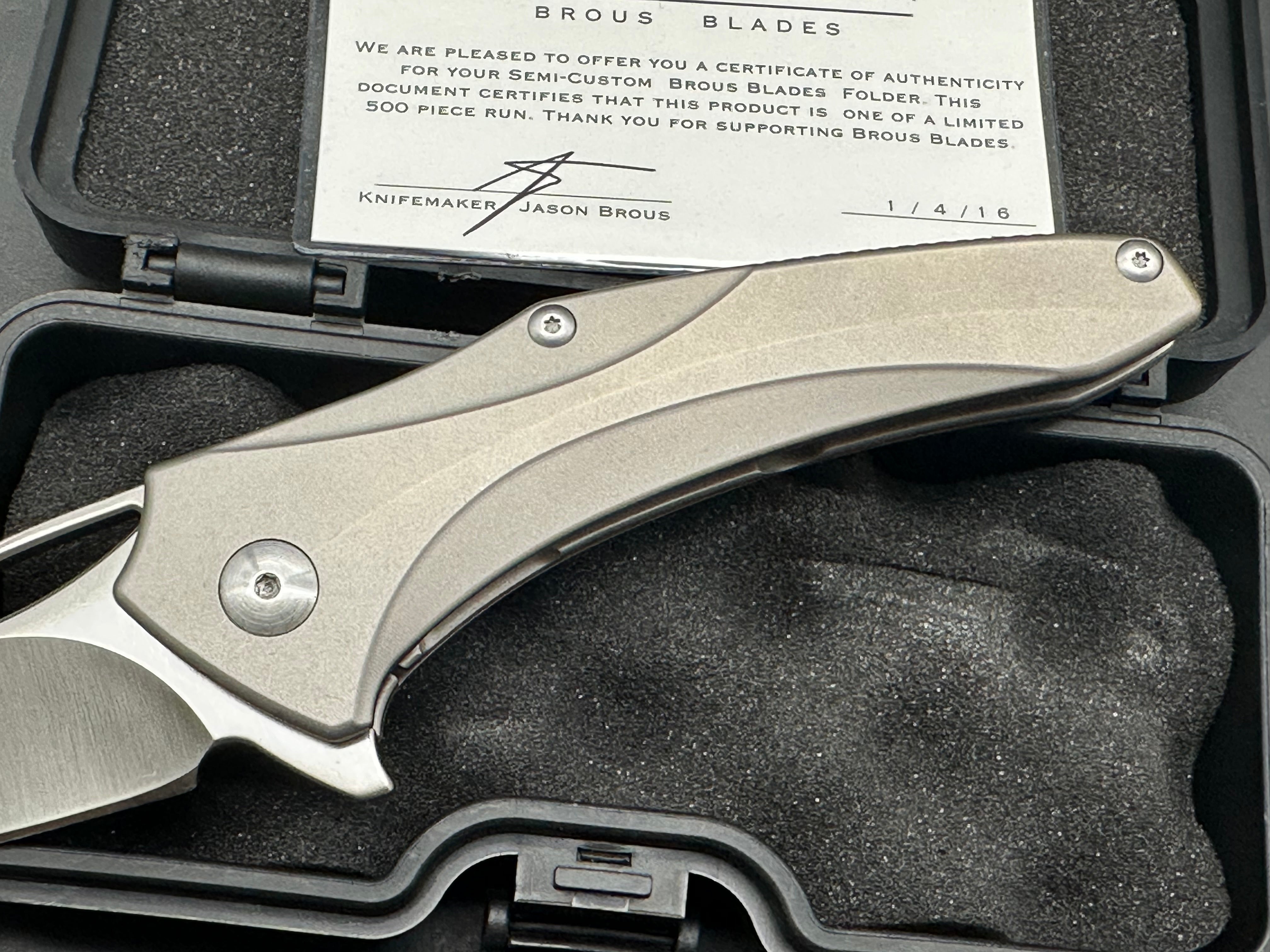 Brous Blades Virtue titanium handle w/D2 blade