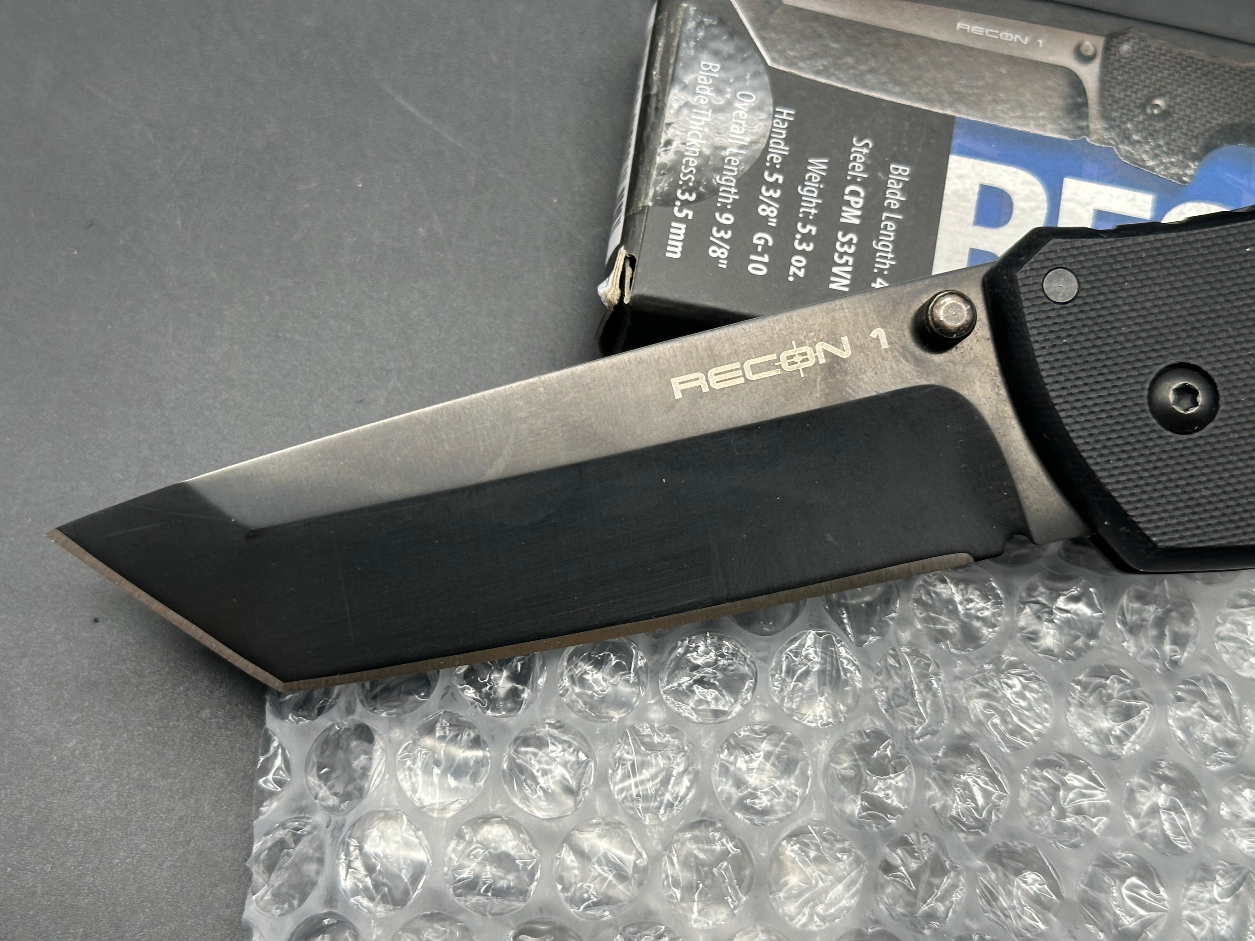 Cold Steel Recon 1 Tanto Lockback Knife G-10 (4" Black CPM-S35VN)