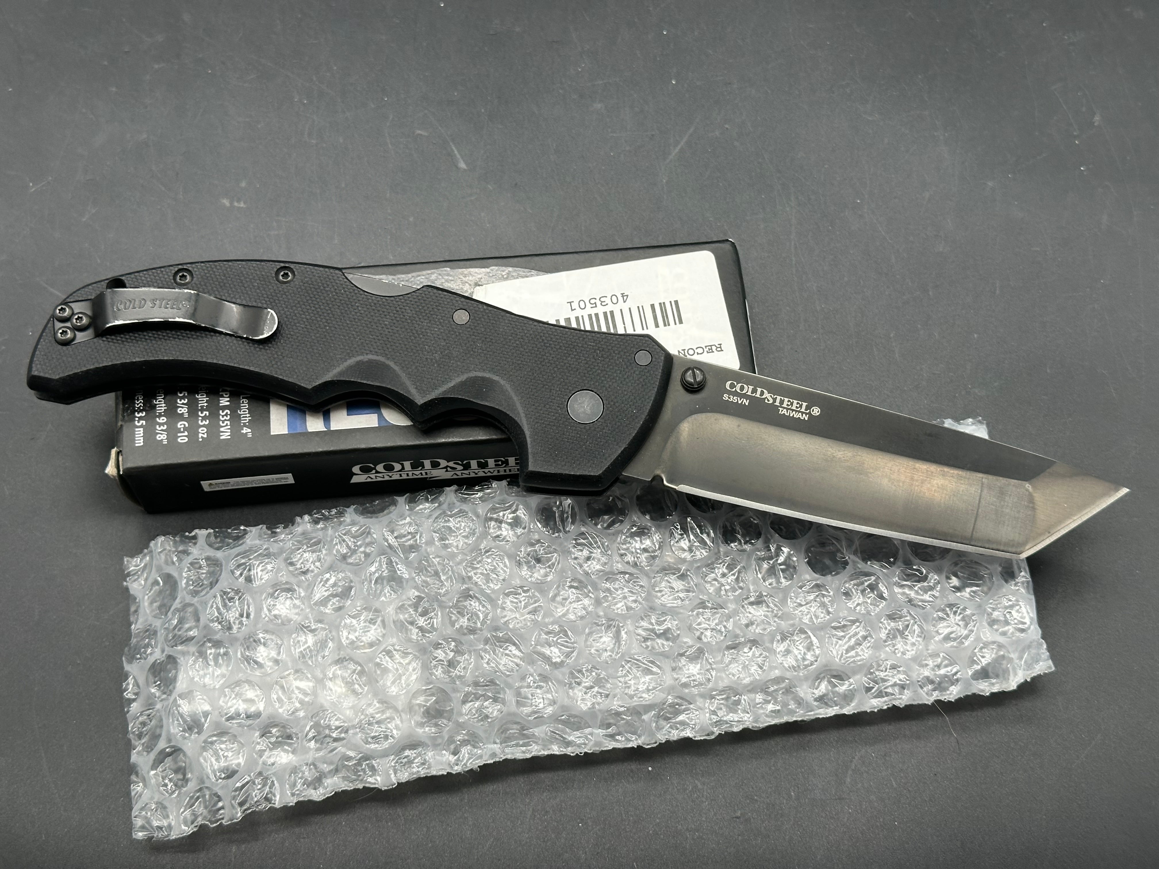 Cold Steel Recon 1 Tanto Lockback Knife G-10 (4" Black CPM-S35VN)