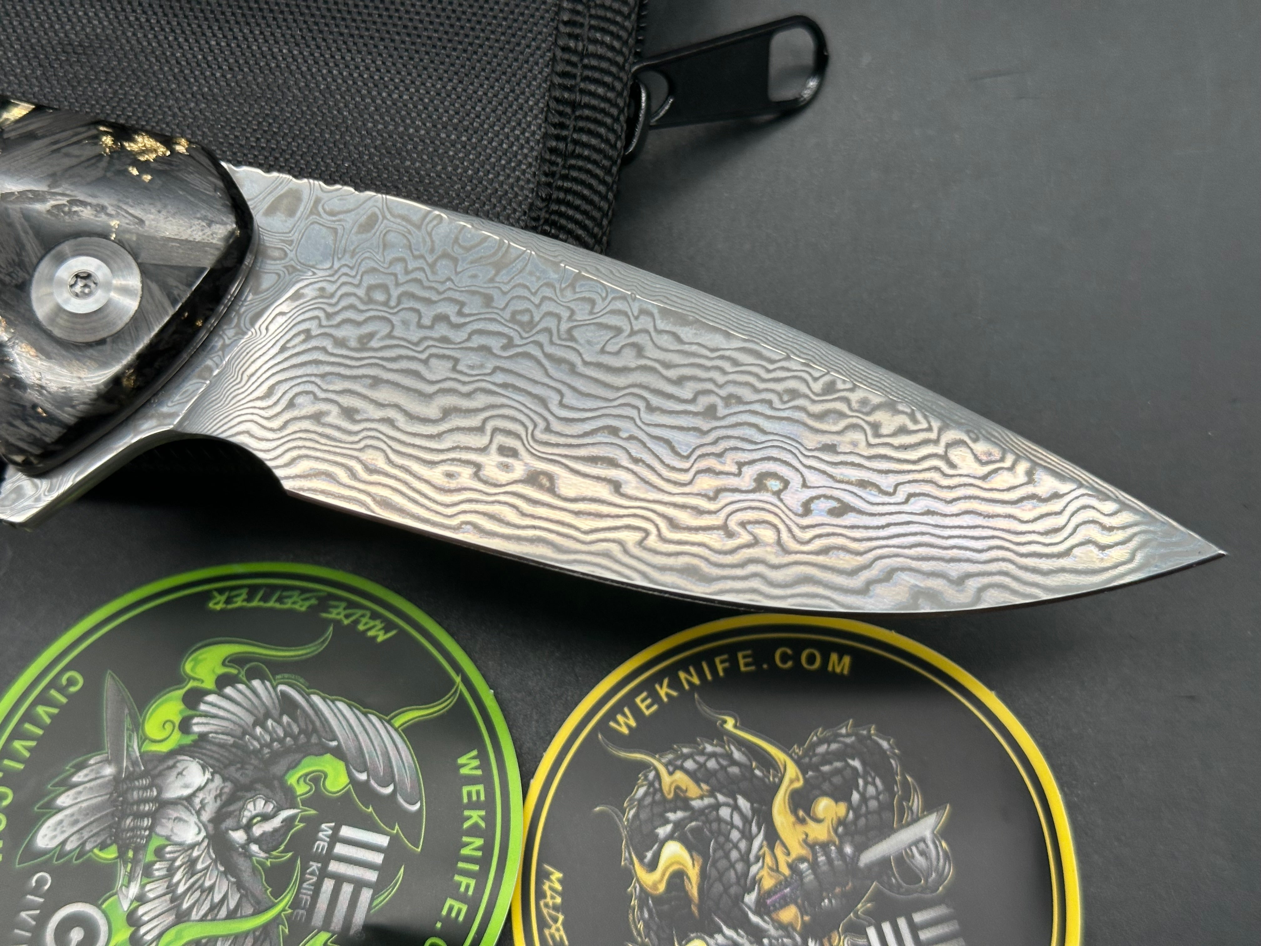 Civivi Incite Shredded Carbon Fiber and Golden Shred in Clear Resin