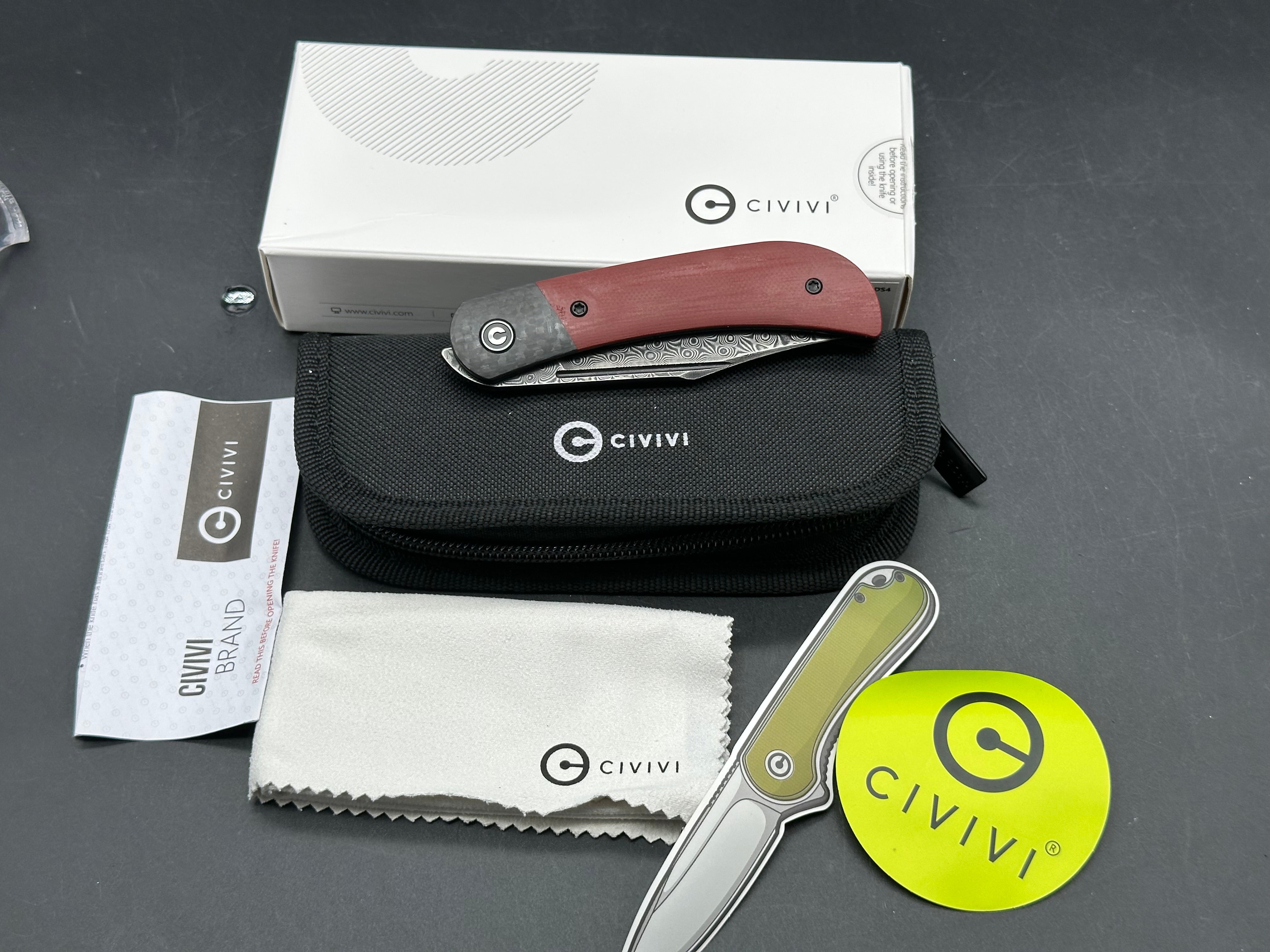Civivi Appalachian Drifter II 2.96 inch hollow grind, black hand rubbed Damascus blade