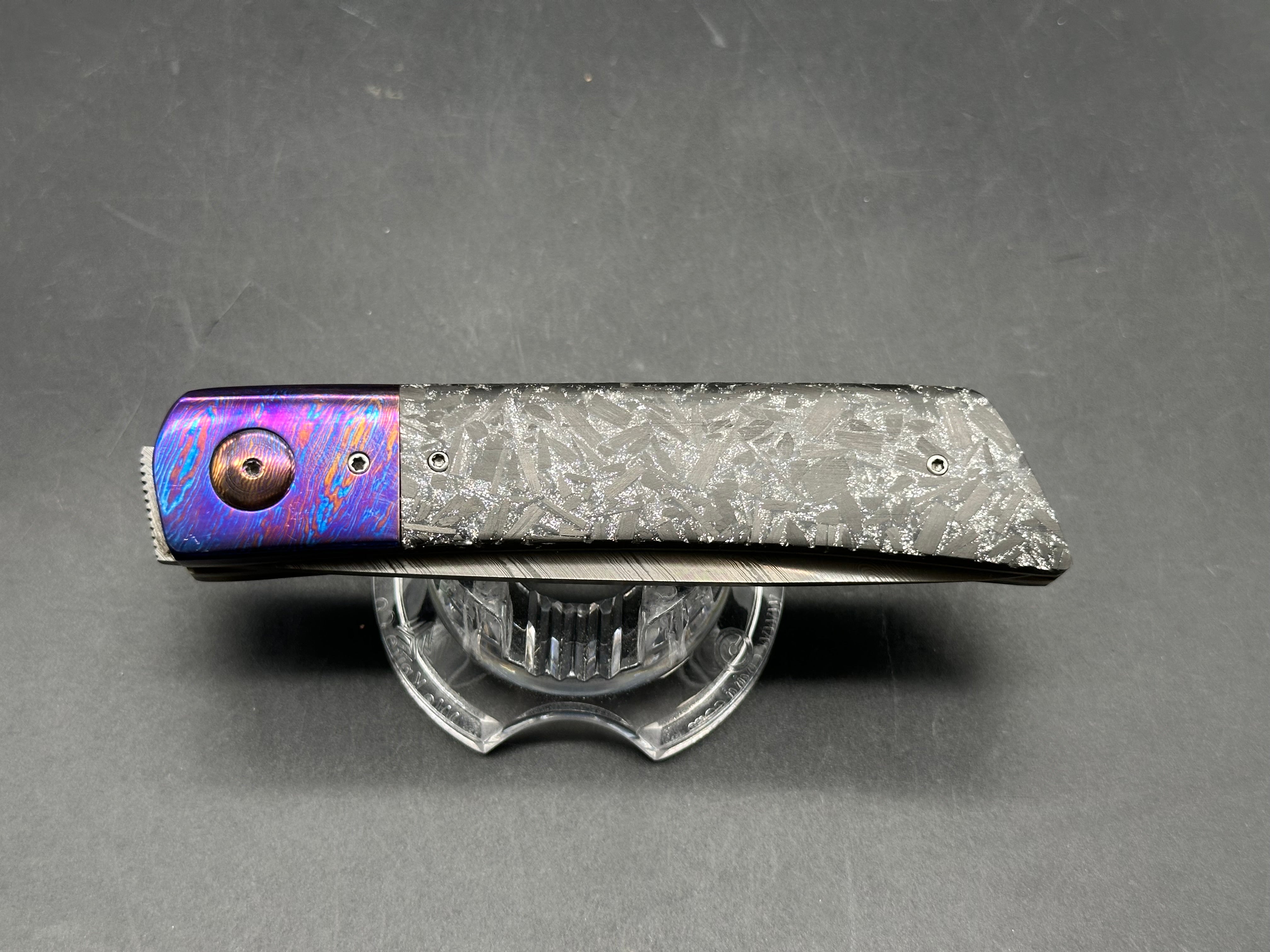 Pieter Annandale Custom Folder Timascus and brilliant carbon fiber front and rear scales