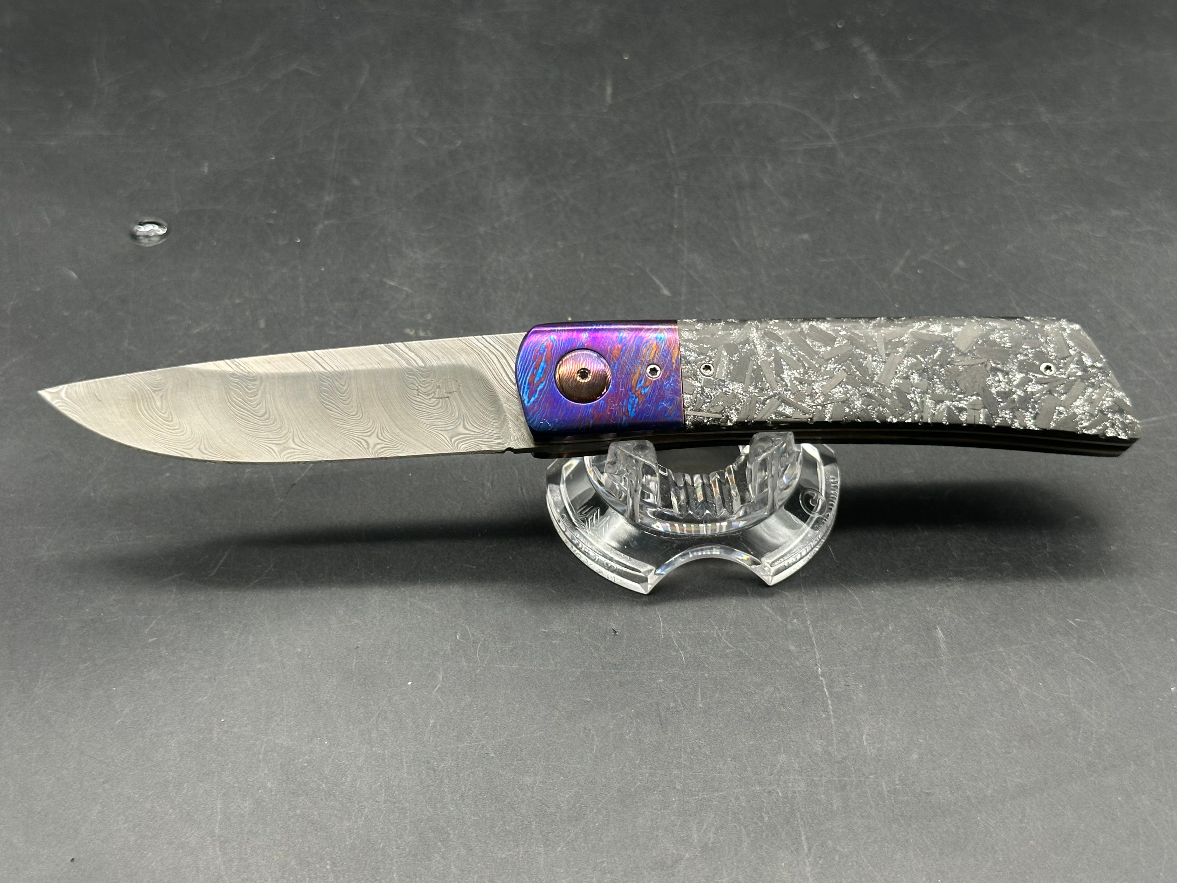 Pieter Annandale Custom Folder Timascus and brilliant carbon fiber front and rear scales