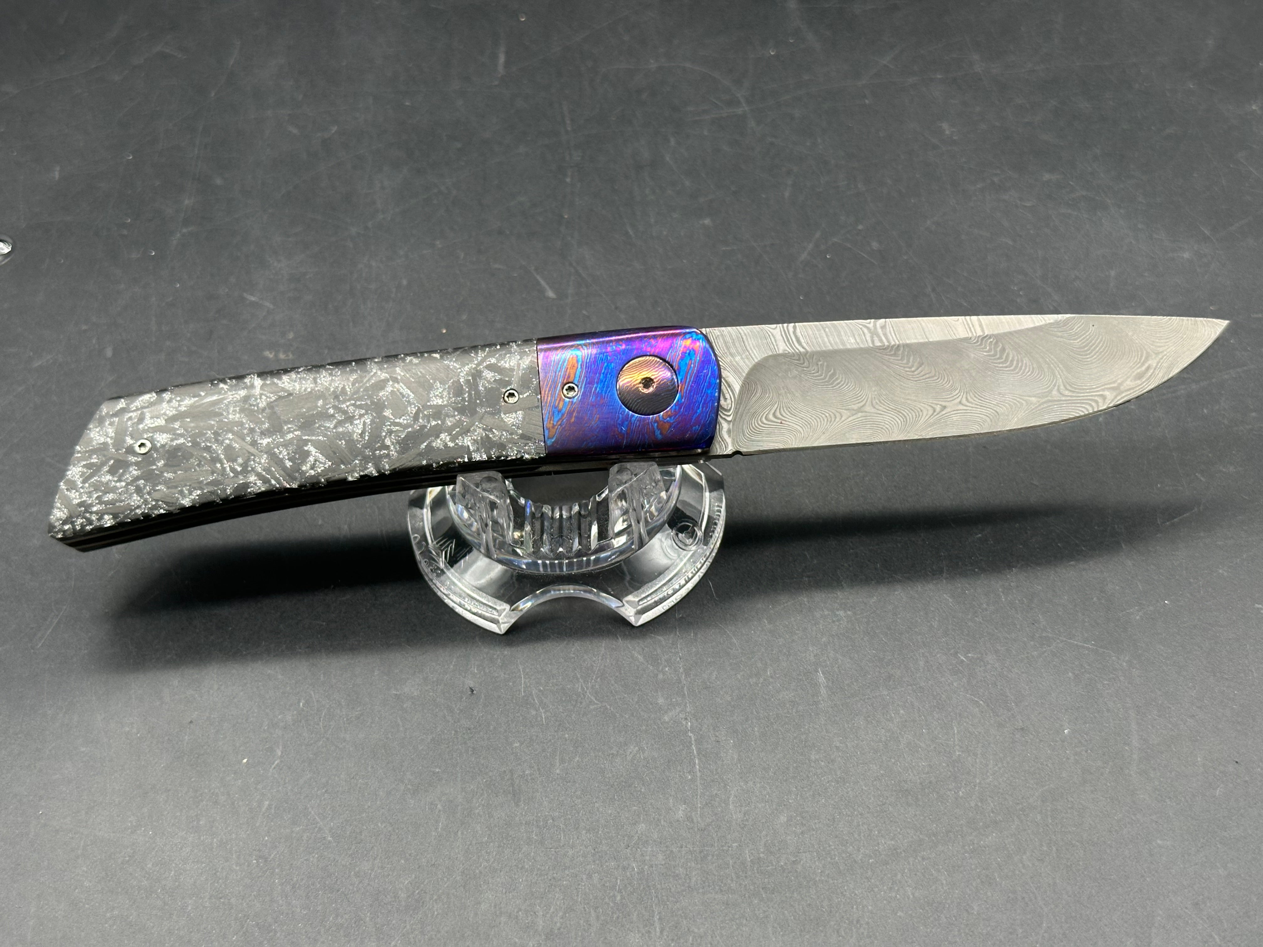 Pieter Annandale Custom Folder Timascus and brilliant carbon fiber front and rear scales