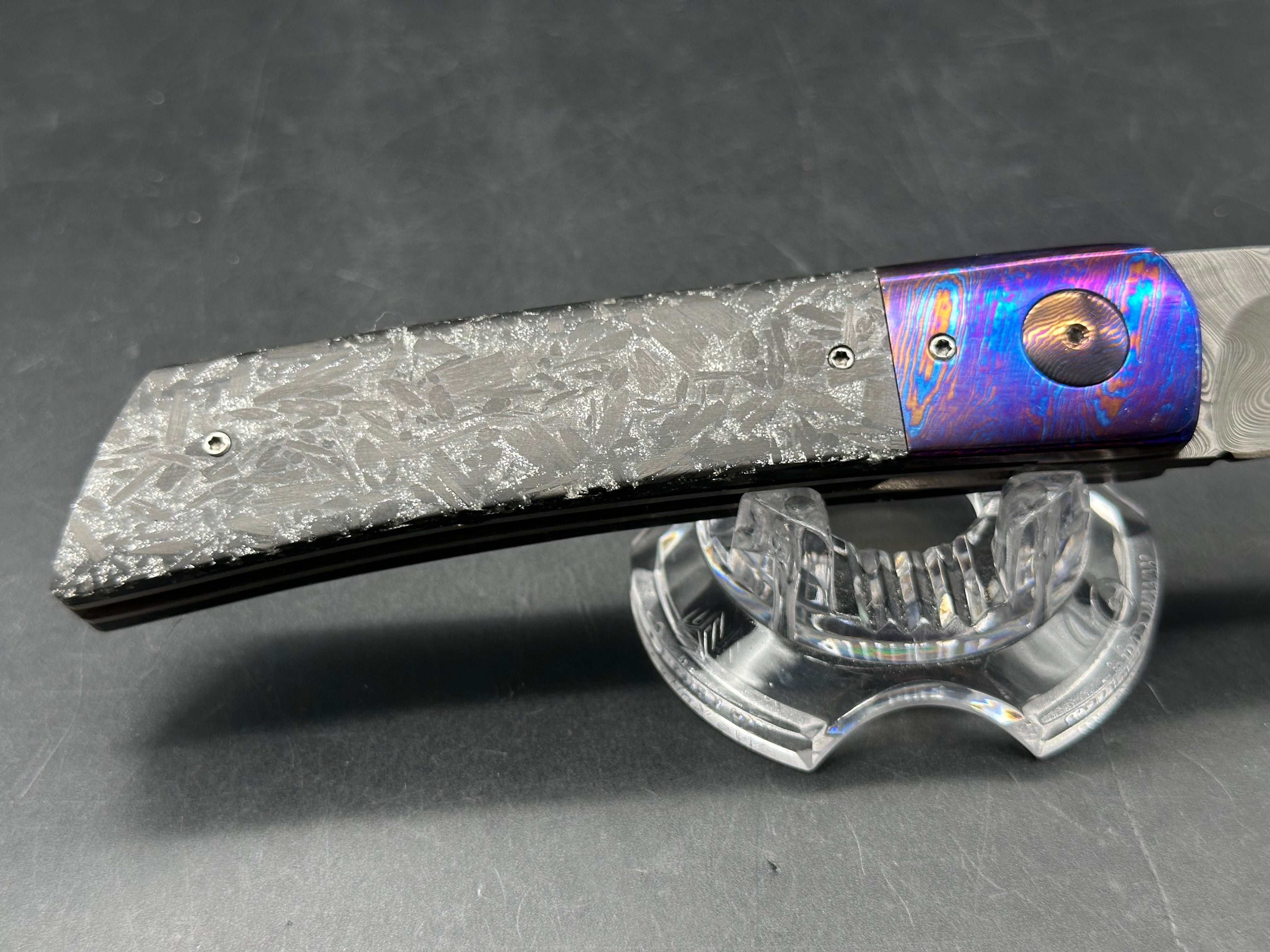 Pieter Annandale Custom Folder Timascus and brilliant carbon fiber front and rear scales