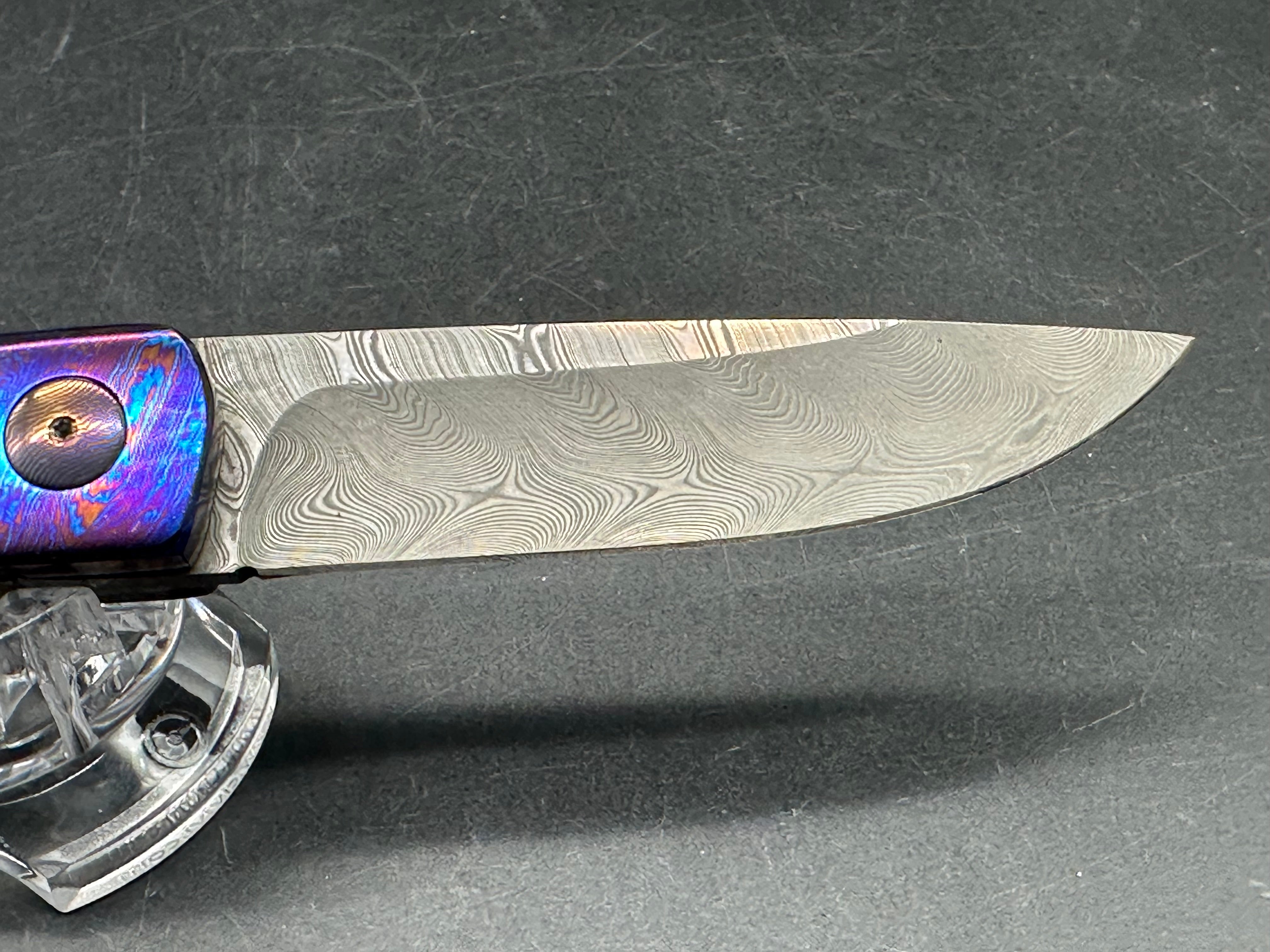 Pieter Annandale Custom Folder Timascus and brilliant carbon fiber front and rear scales
