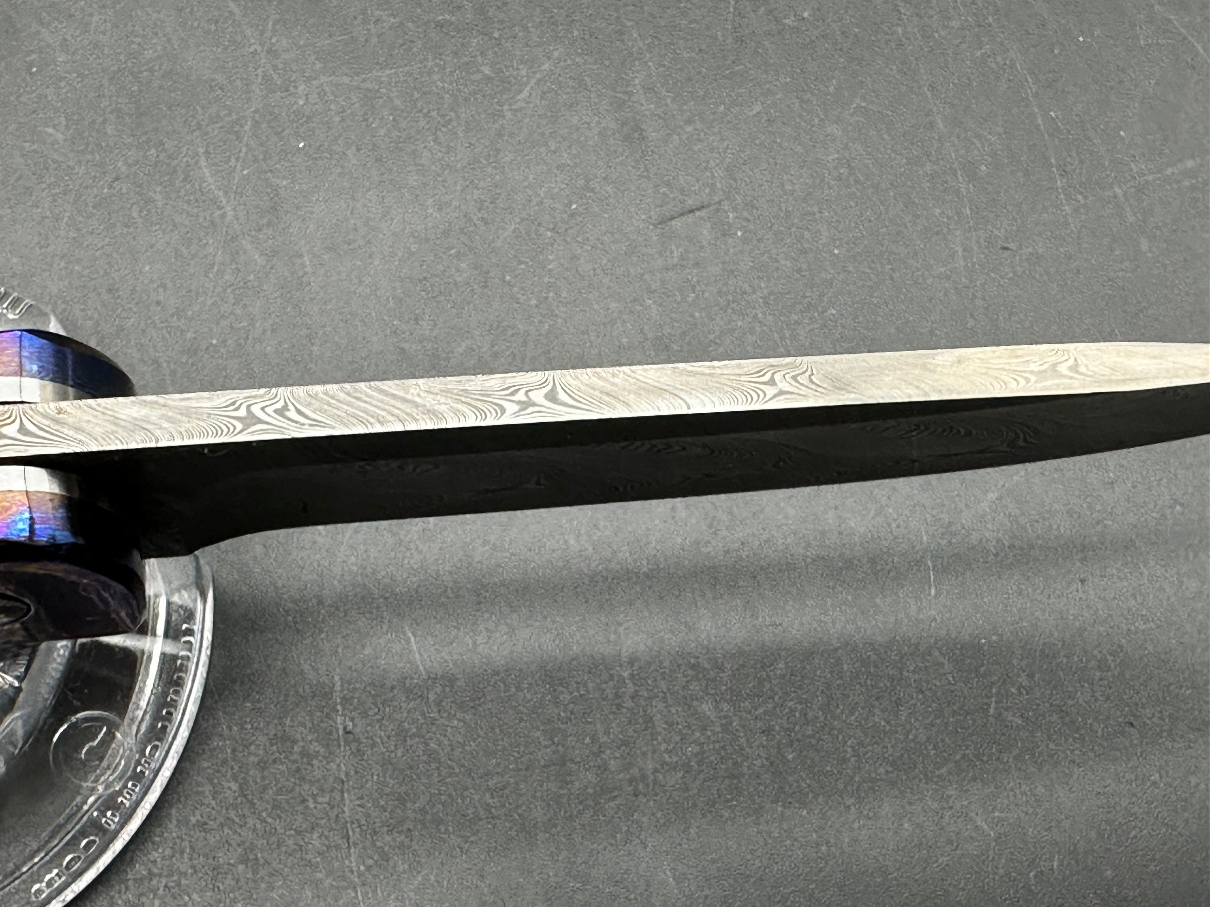 Pieter Annandale Custom Folder Timascus and brilliant carbon fiber front and rear scales