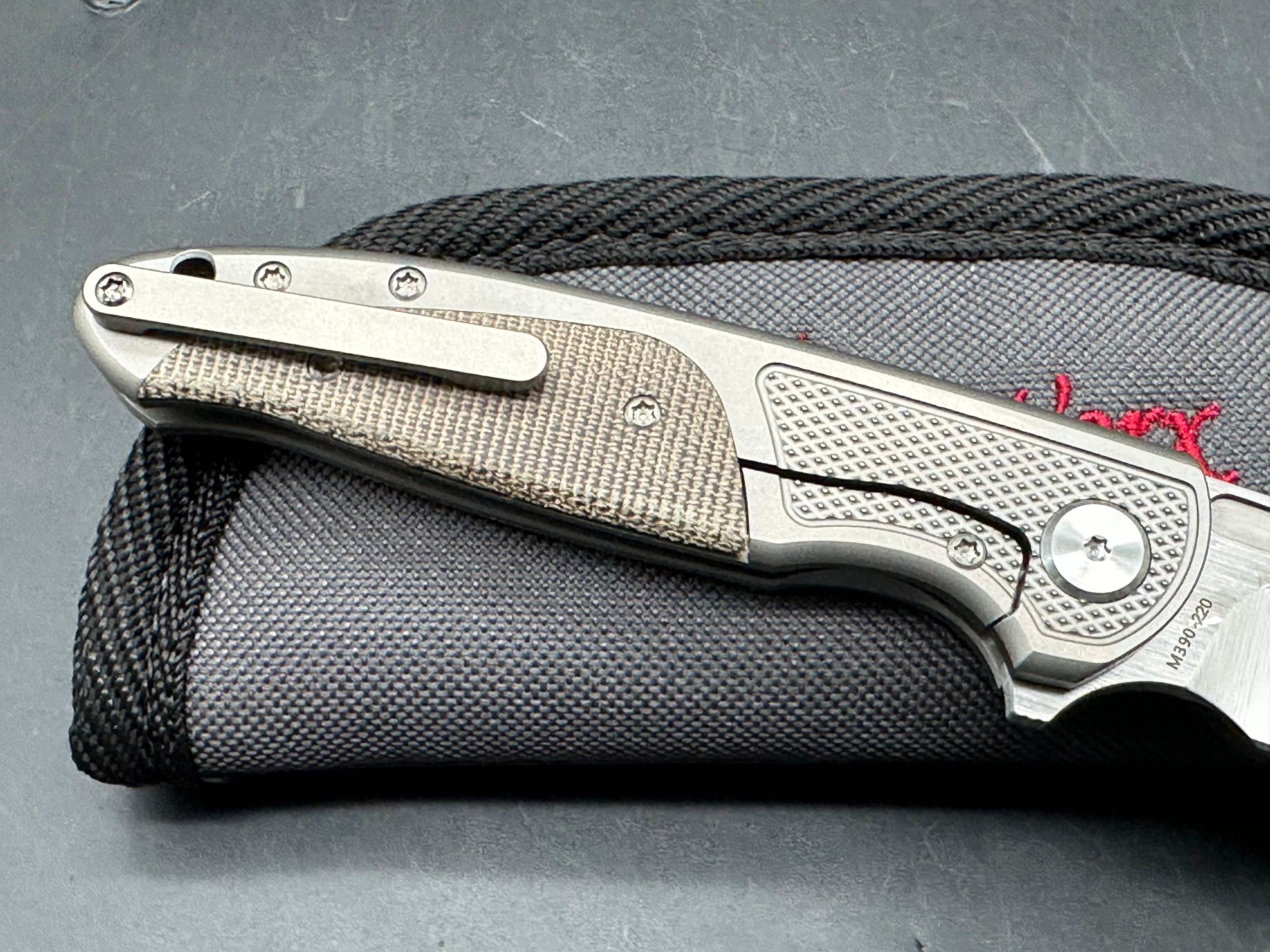 Ochs Worx Osprey EDX. Designed by Eric Ochs, 3.25 inch hollow grind, satin finish Bohler M390 two tone blade