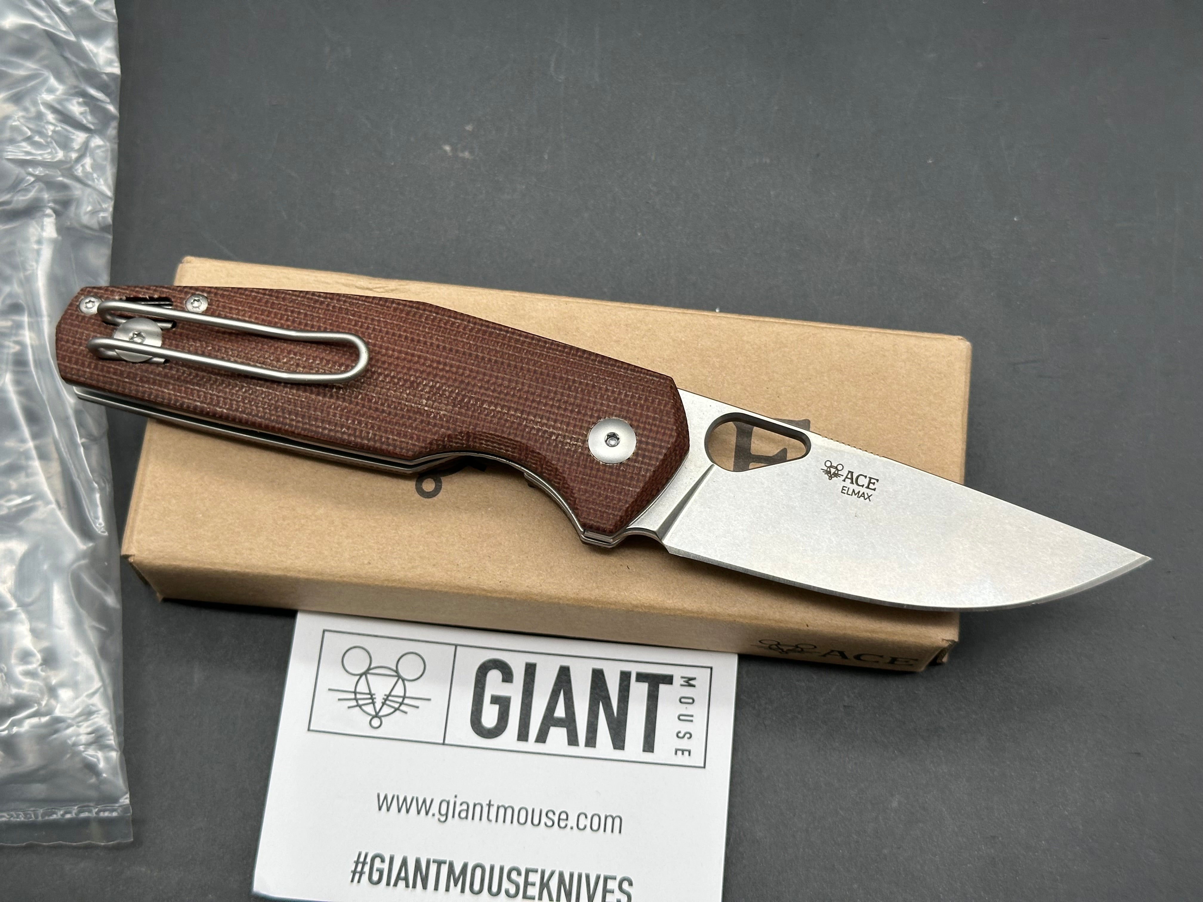 Giant Mouse Nimbus Micarta scales w/Elmax blade