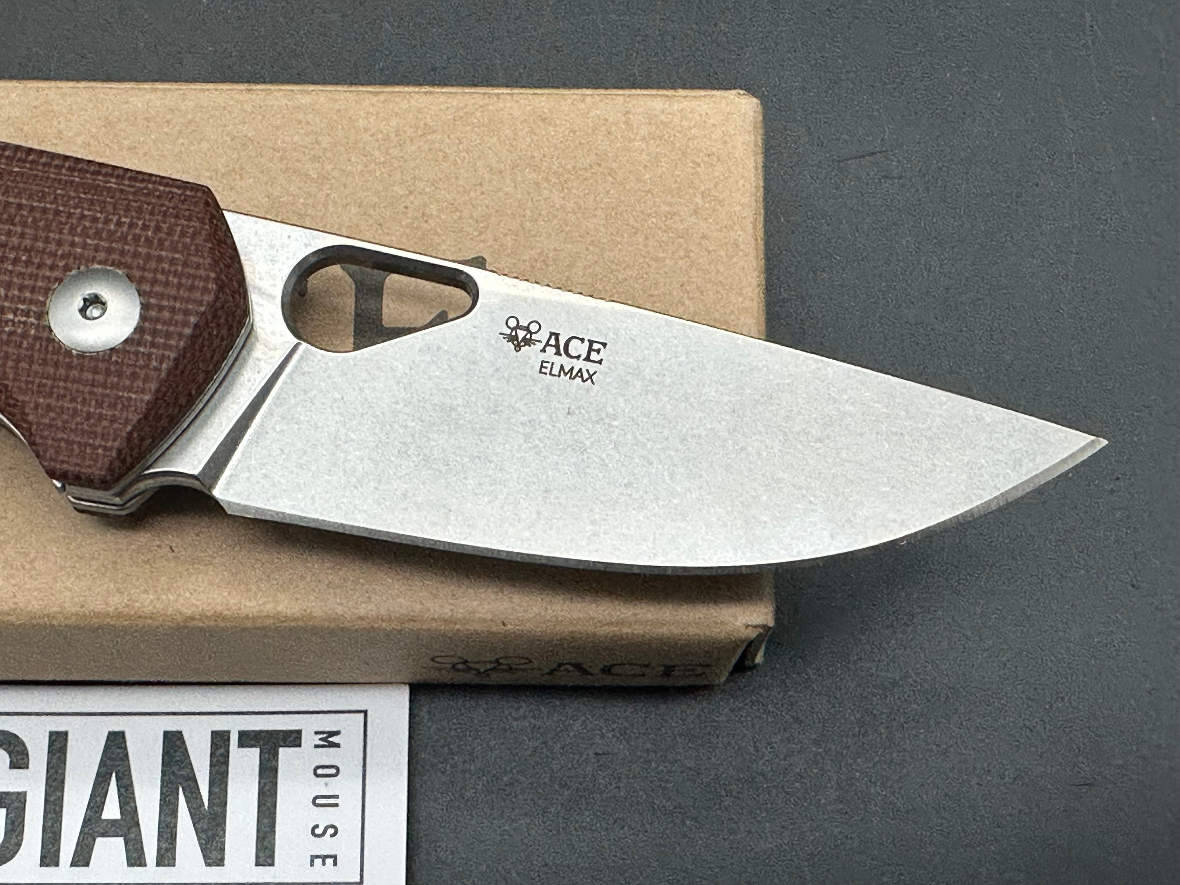 Giant Mouse Nimbus Micarta scales w/Elmax blade