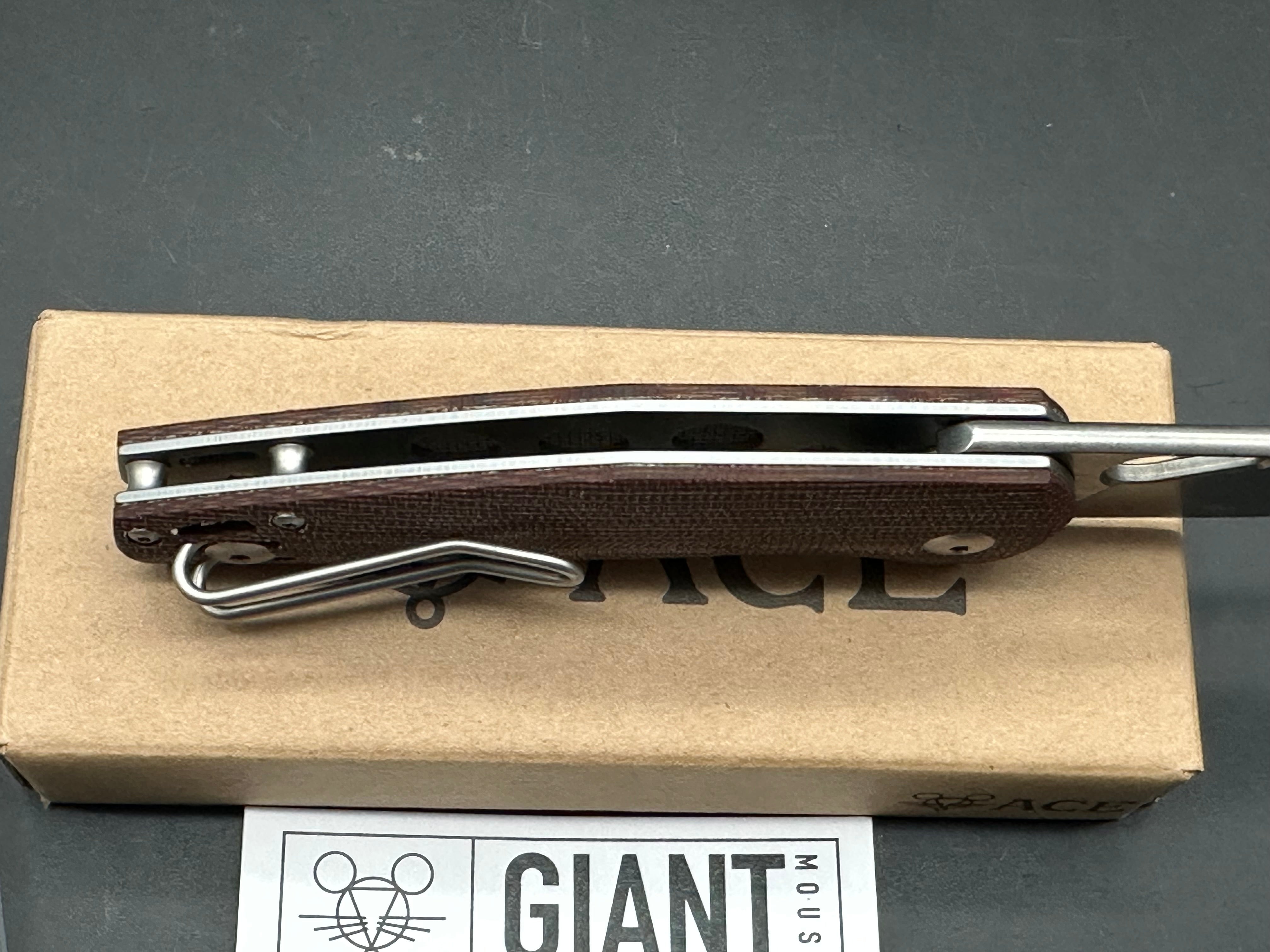 Giant Mouse Nimbus Micarta scales w/Elmax blade