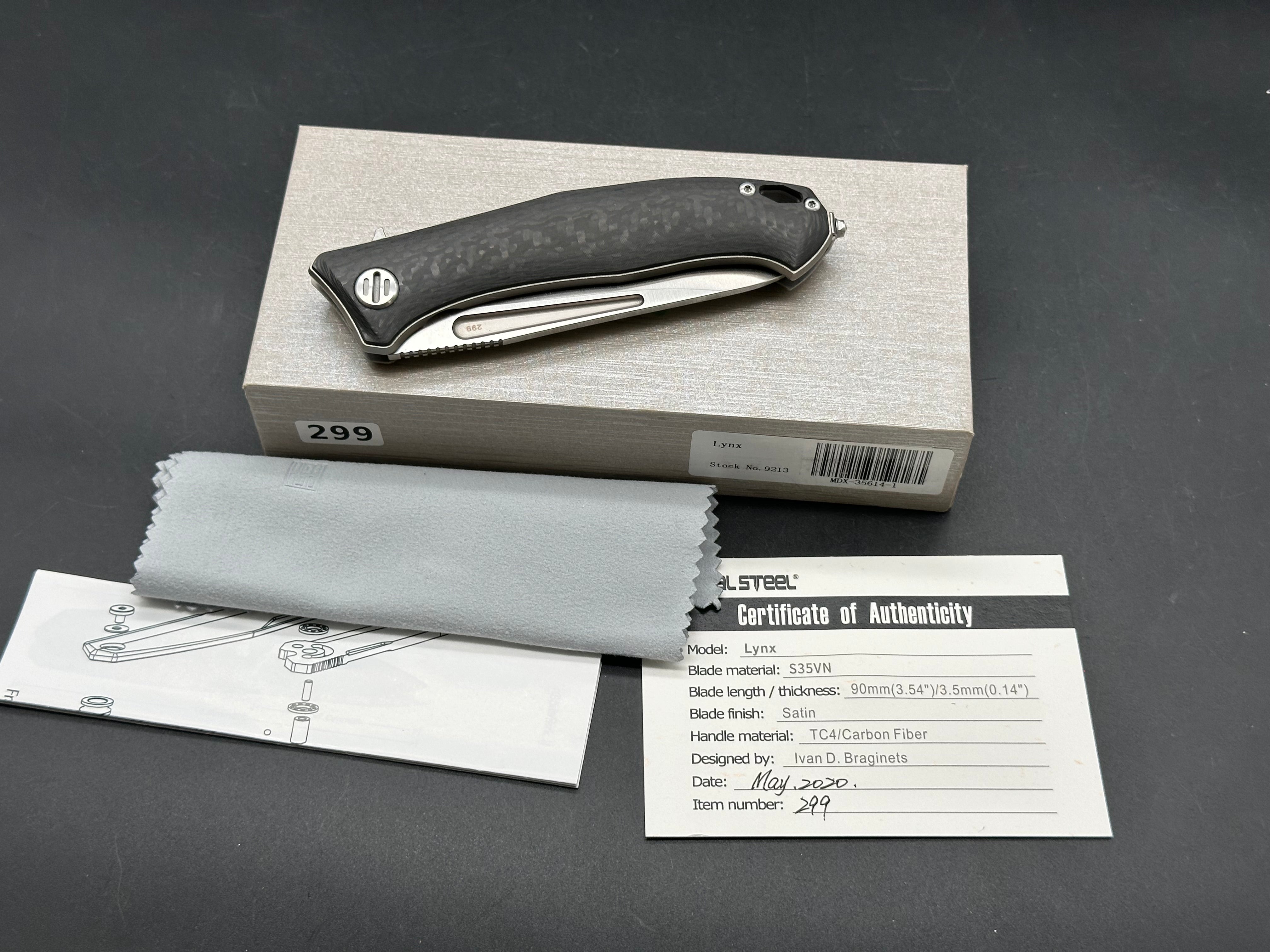Real Steel Lynx CF/Titanium liners handle w/S35VN blade