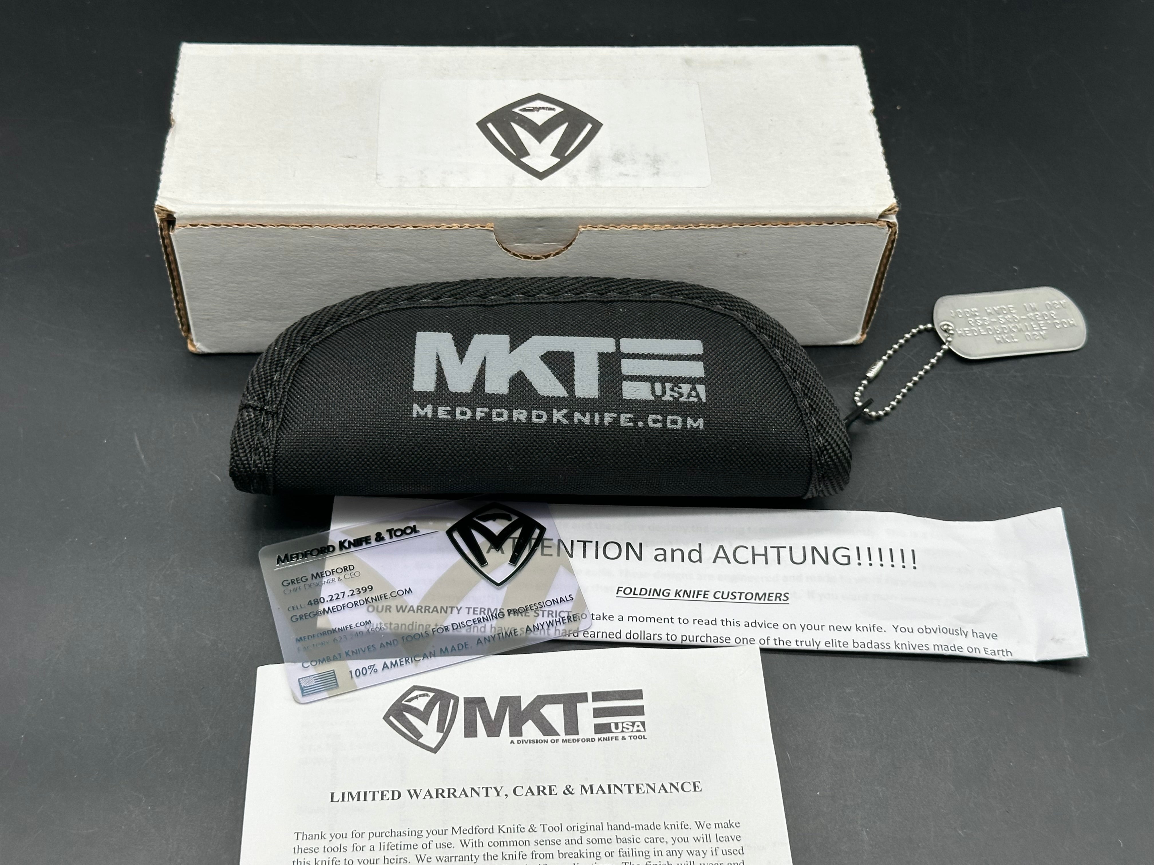 Medford Knife and Tool Praetorian Swift Auto 3.25 inch tumbled, drop point CPM-S35VN blade with large fullers
