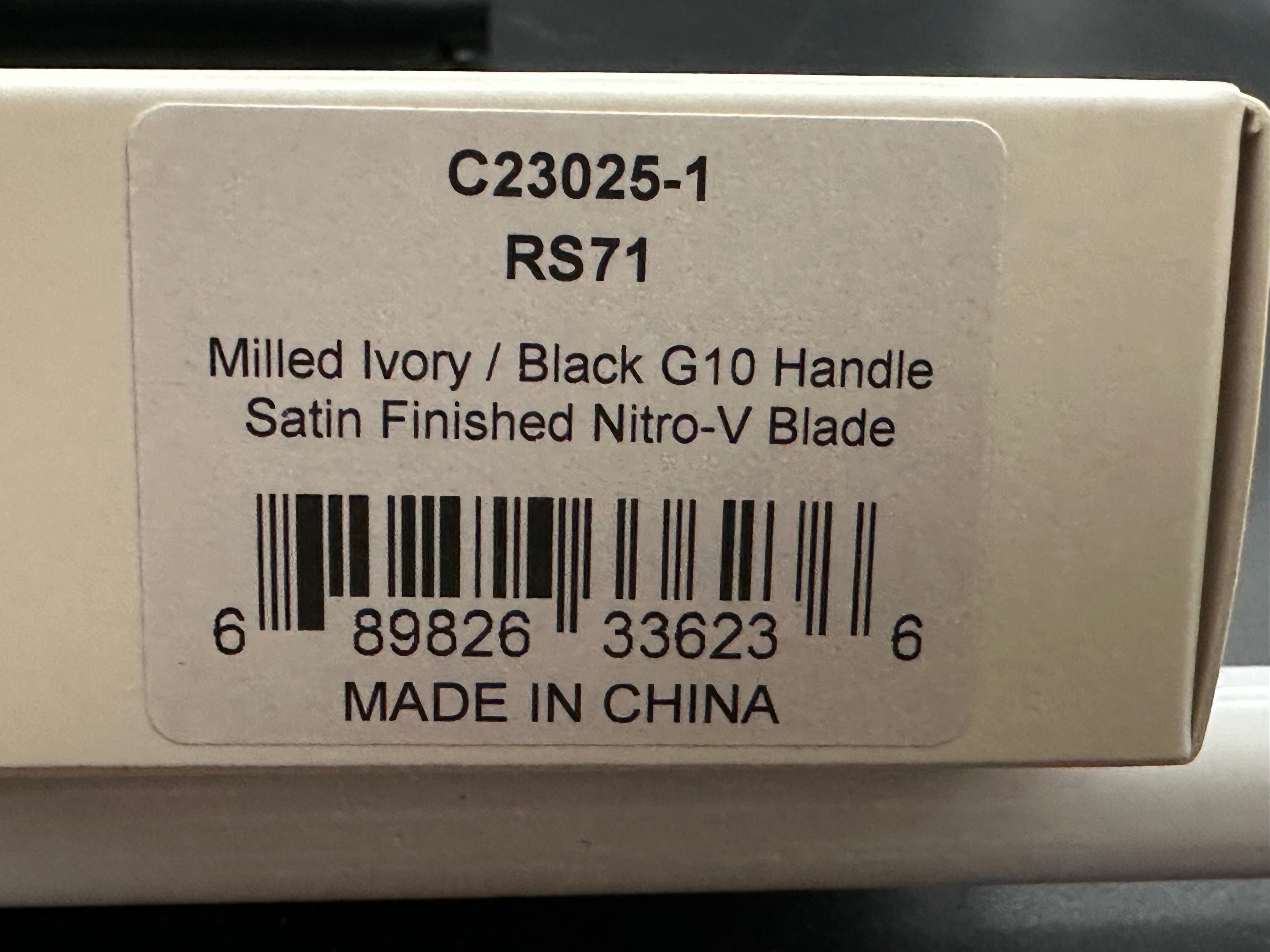 CIVIVI RS71 FOLDING KNIFE OFF WHITE/BLACK G10 HANDLE NITRO-V PLAIN EDGE SATIN FINISH