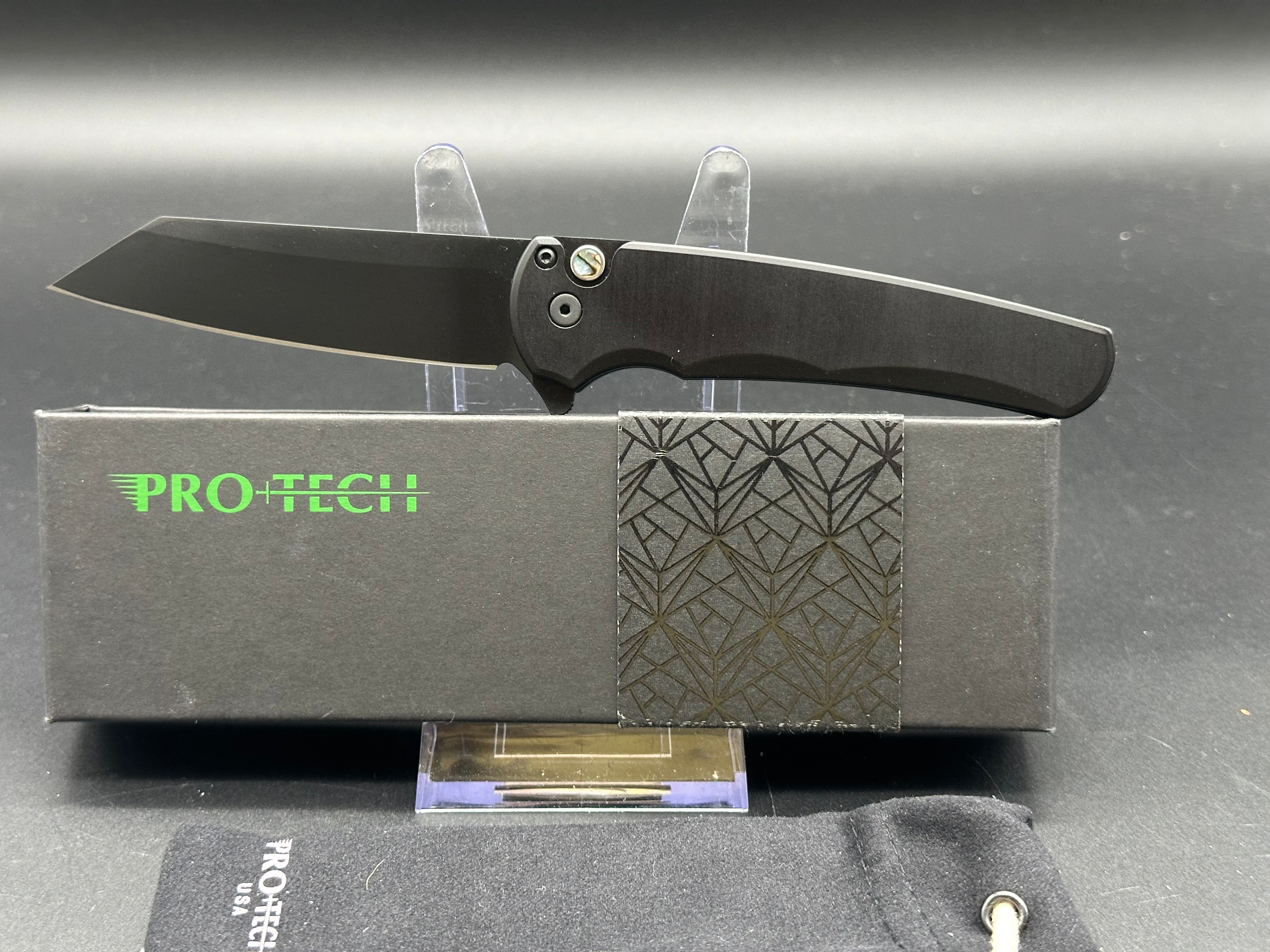 ProTech Malibu Reverse Tanto Flipper Knife Black (3.3" DLC) Blade Show 2021