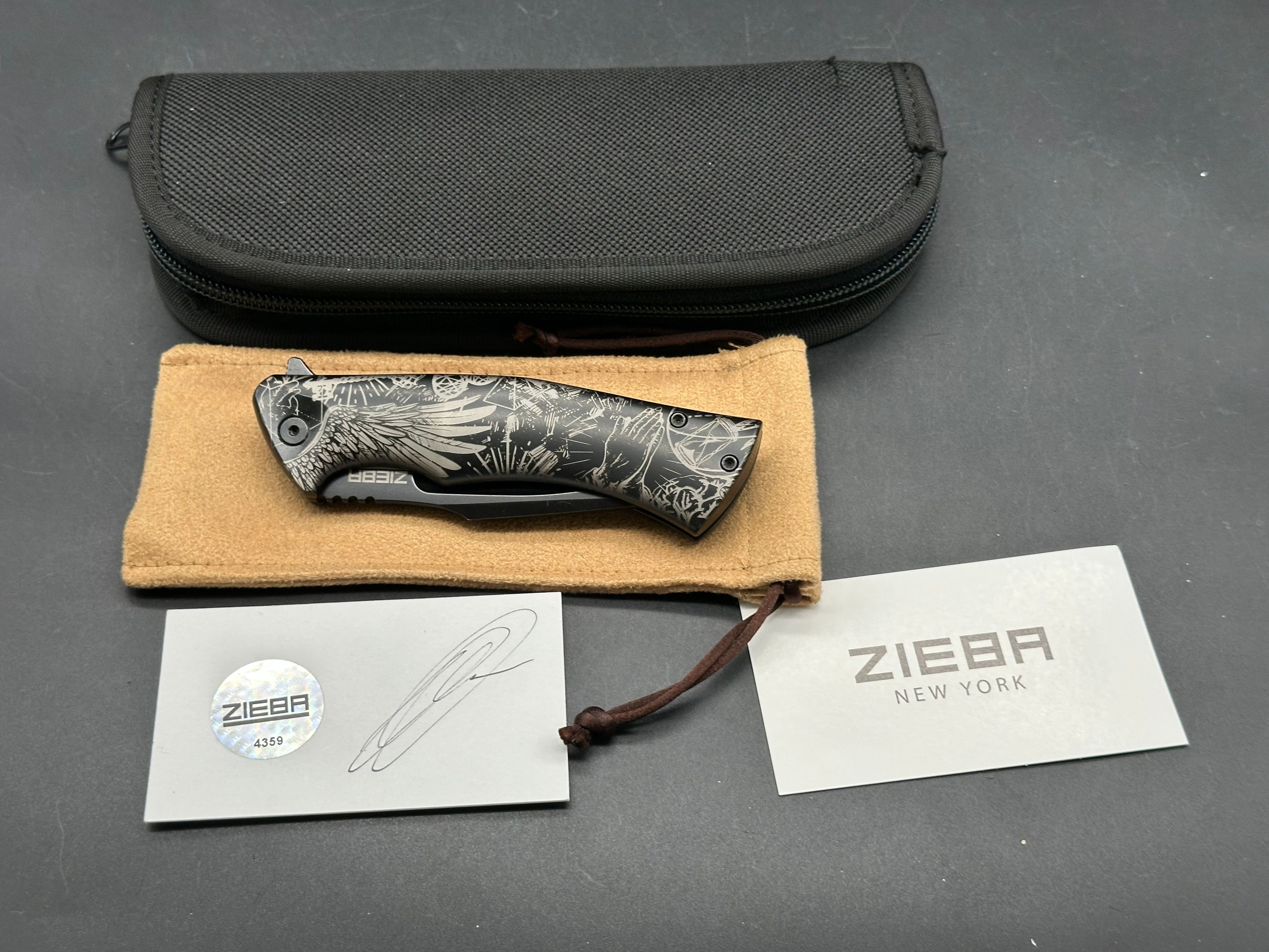 Michael Zieba/Jason Knight S5 Flipper Knife 3.5" M390 Black Drop Point Blade