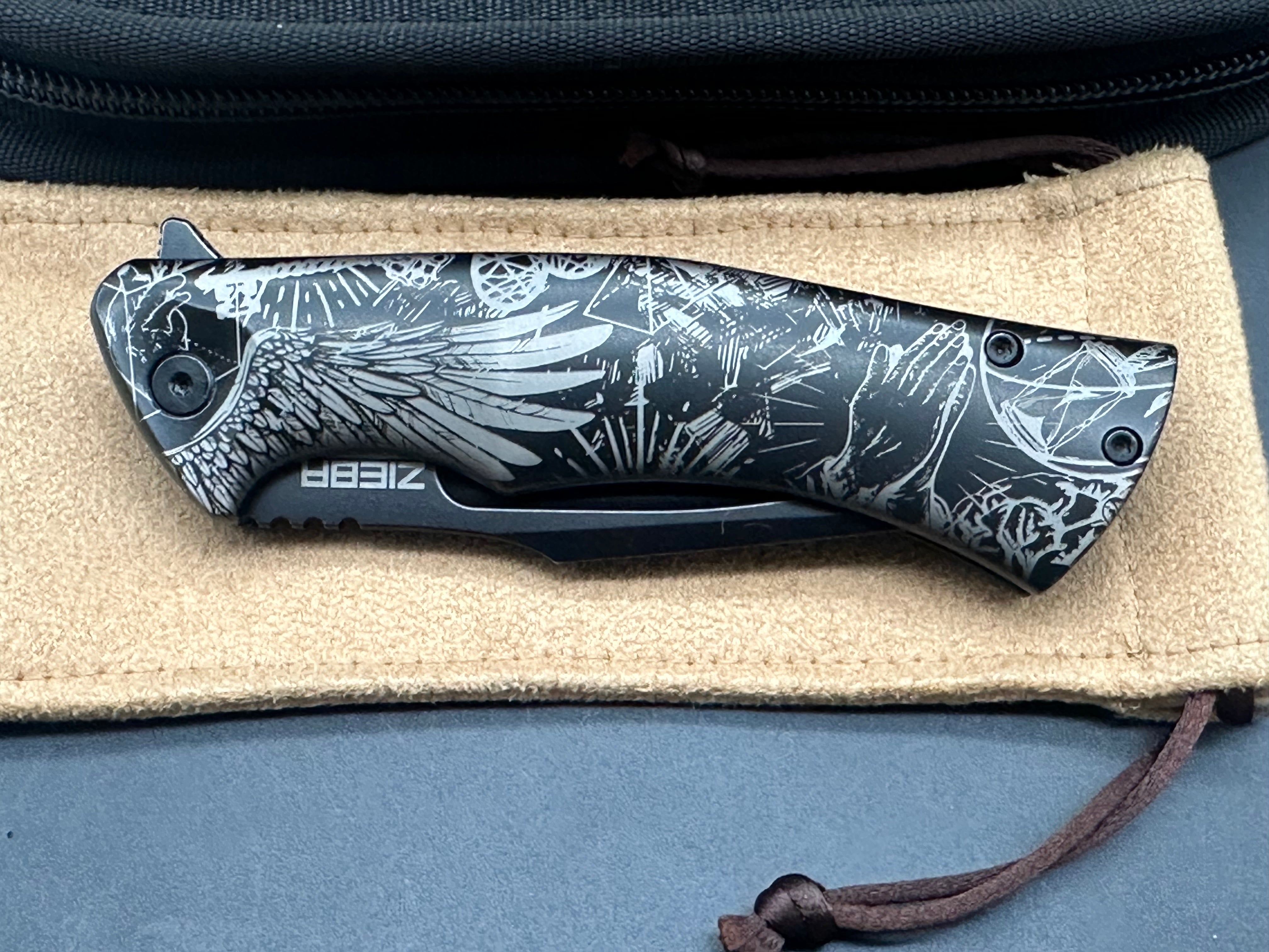 Michael Zieba/Jason Knight S5 Flipper Knife 3.5" M390 Black Drop Point Blade