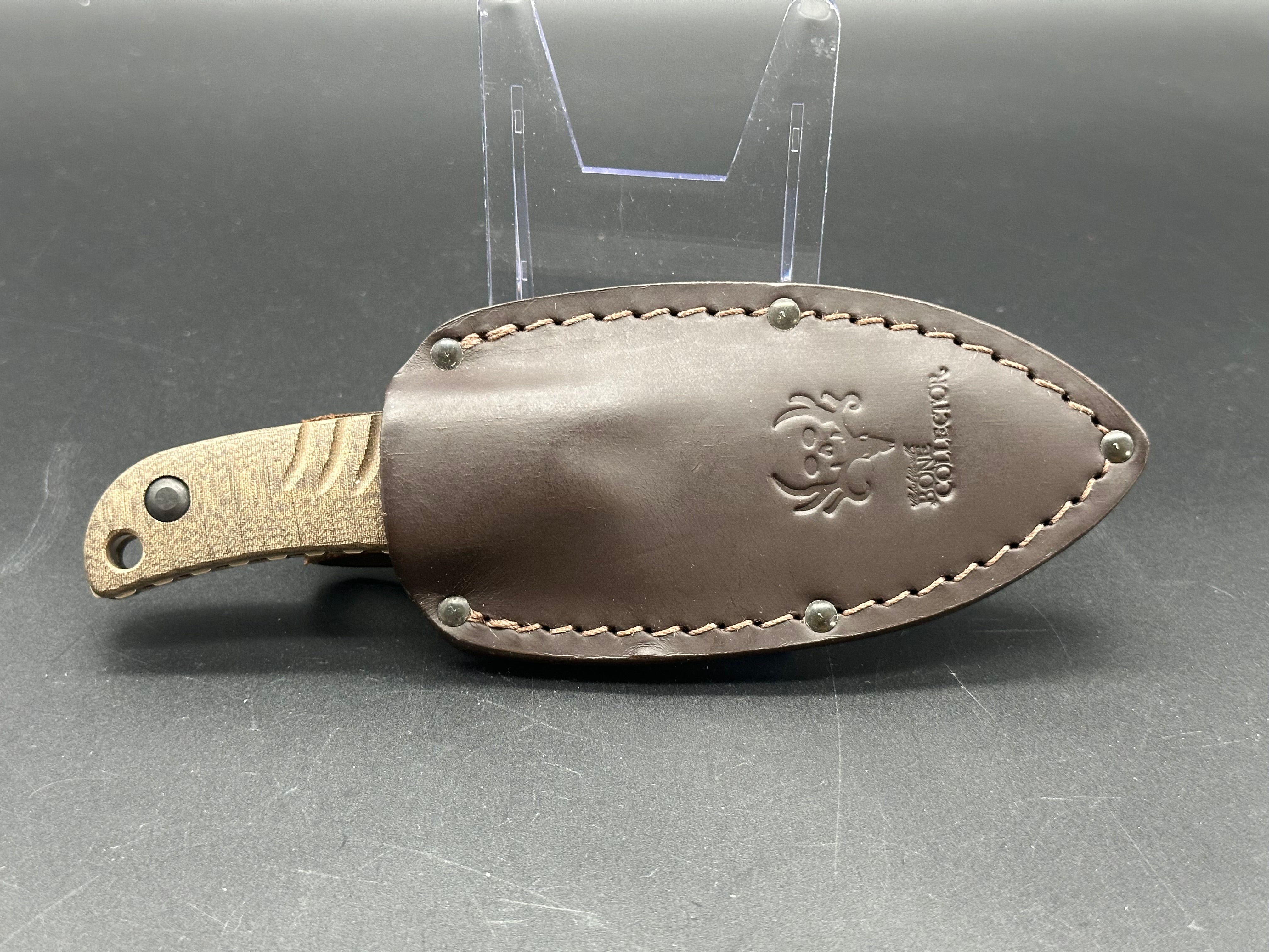 BENCHMADE BONE COLLECTOR SKINNER KNIFE, MICARTA HANDLE ONLAYS