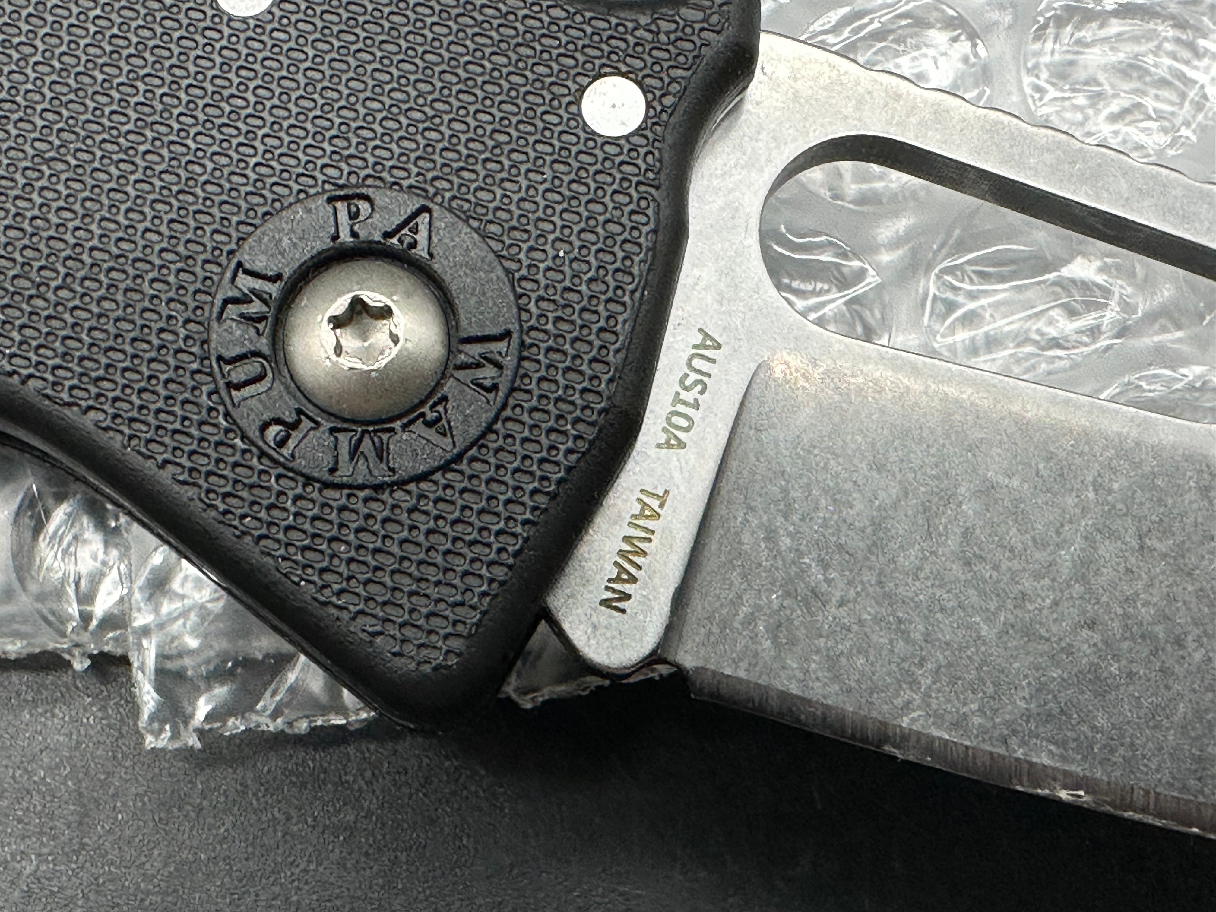 Demko Nano Shark 2.13" AUS-10A Stonewash Clip Point Blade with Black GRN Scales and Shark Lock
