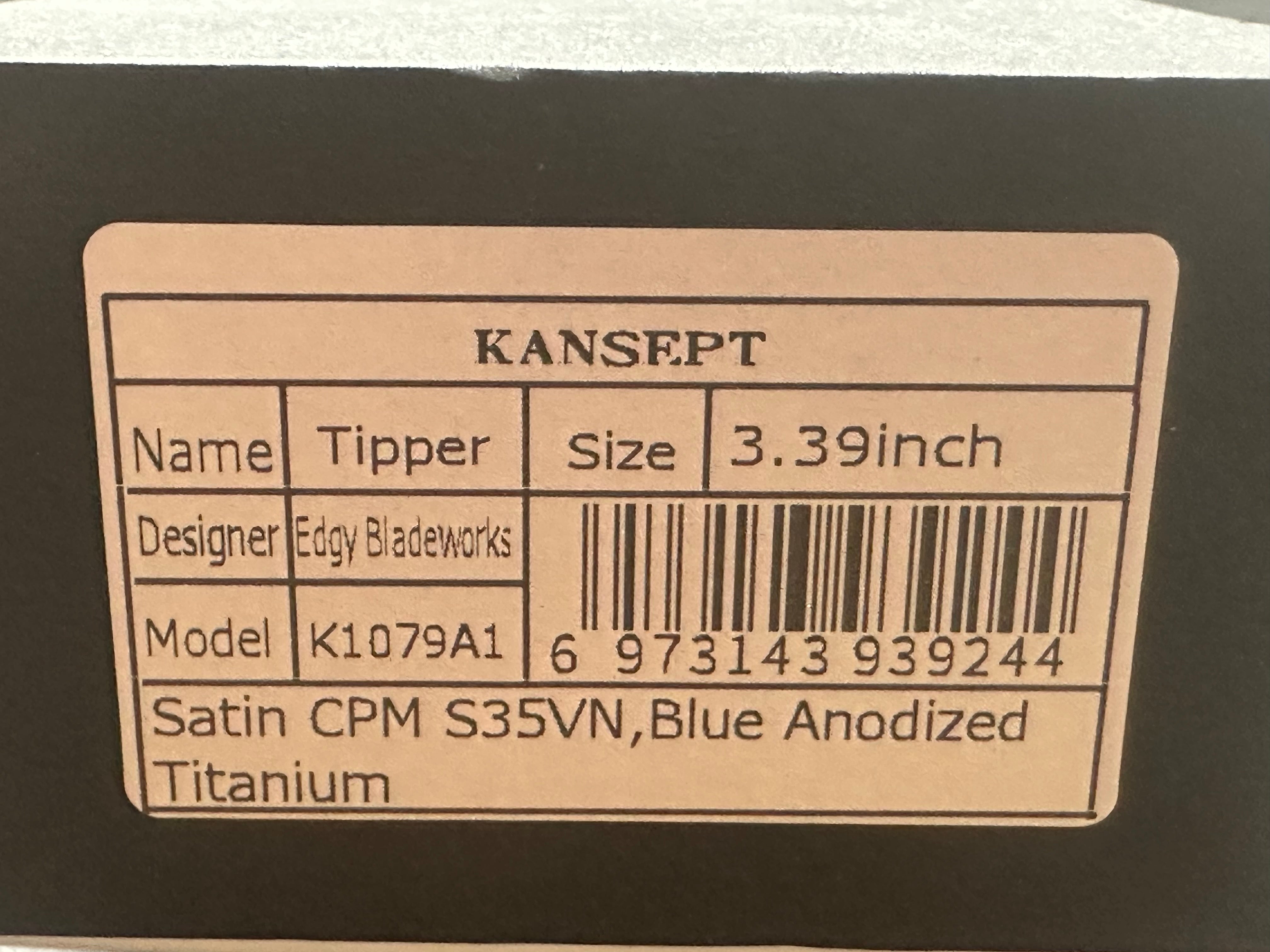 KANSEPT TIPPER FOLDING KNIFE BLUE TITANIUM HANDLE S35VN WHARNCLIFFE PLAIN EDGE