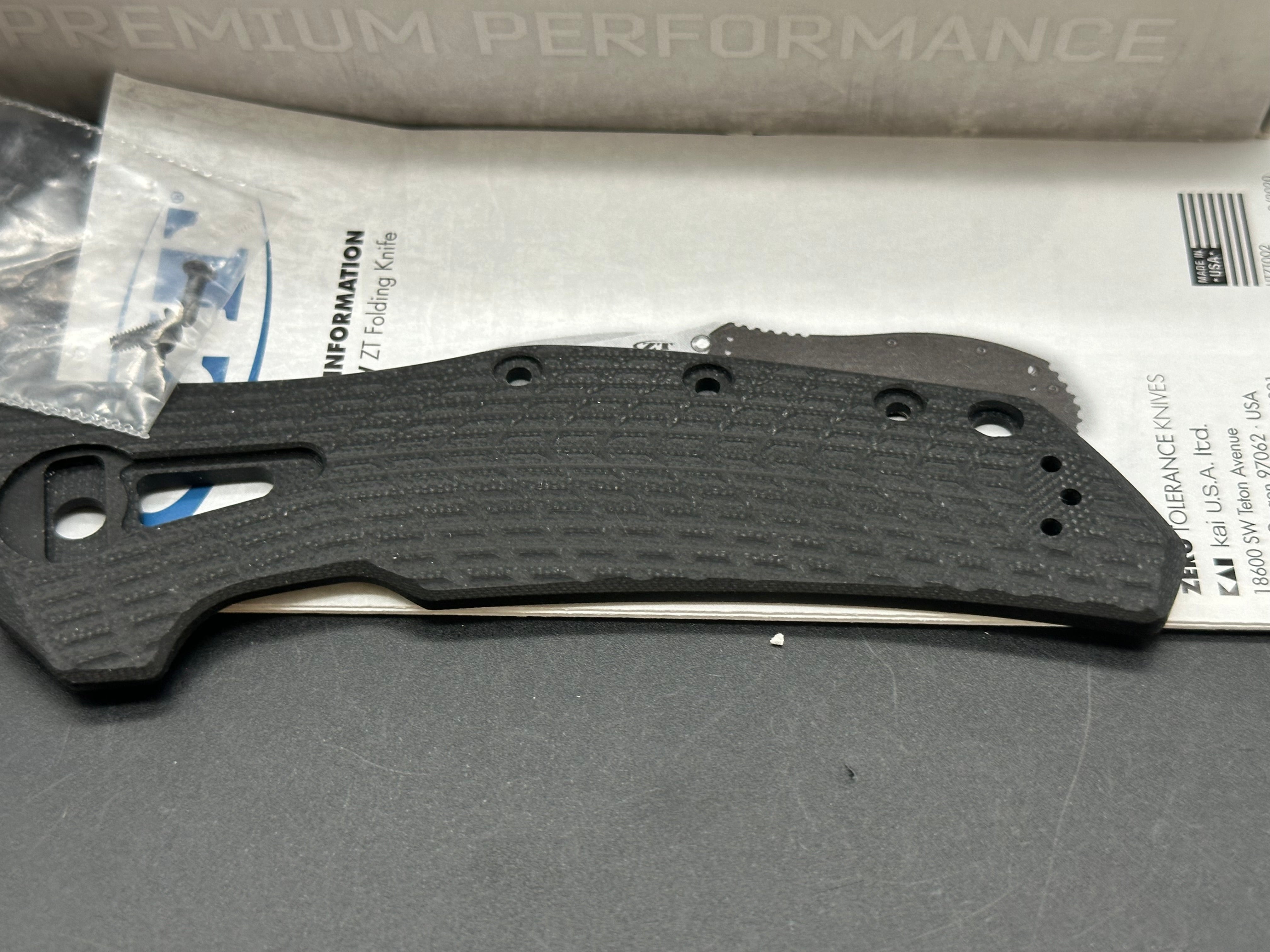 Zero Tolerance ZT0308BLKTS Battle Stars & Stripes Custom with Red Micarta Scale by LMF Knife