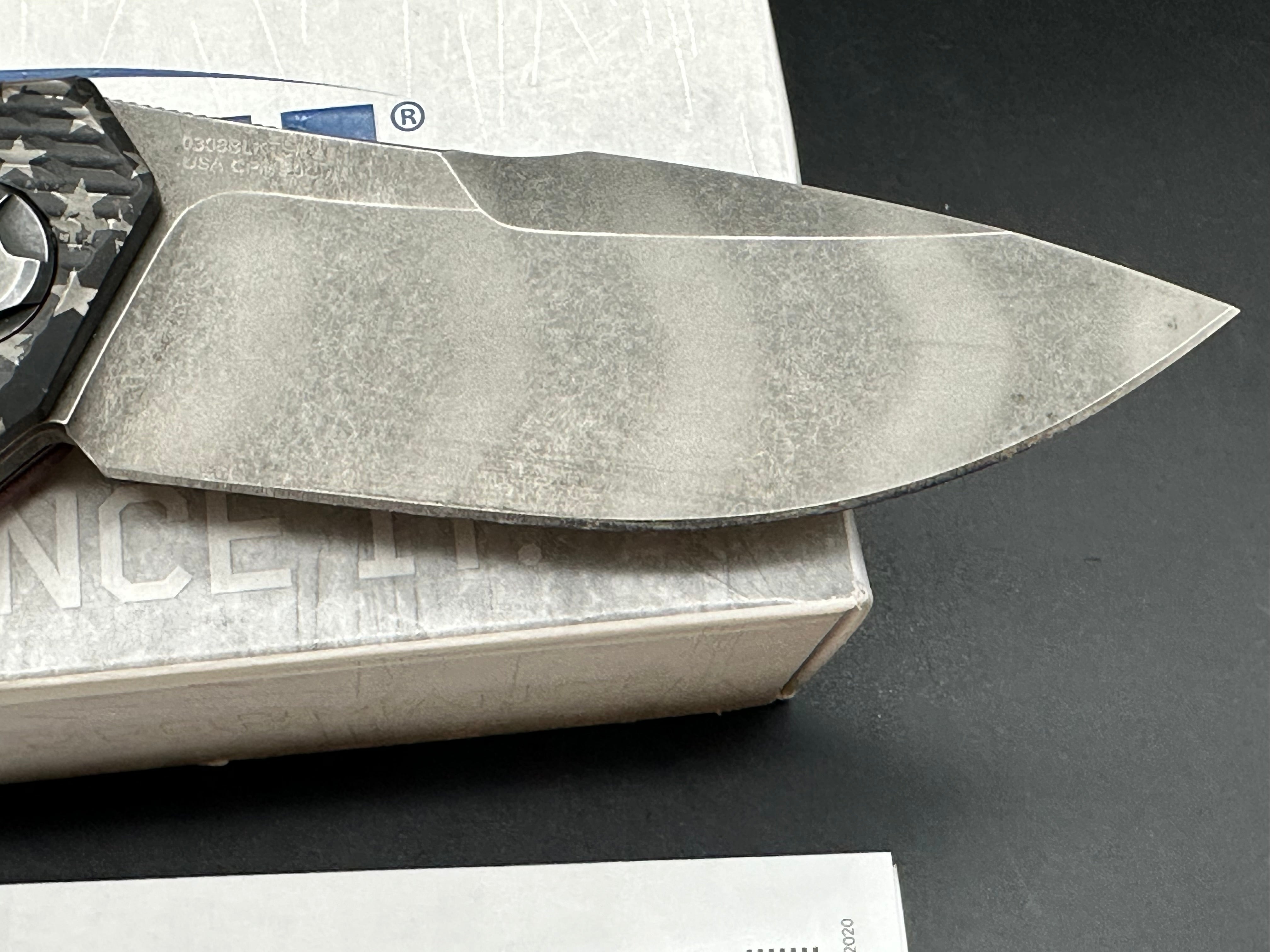 Zero Tolerance ZT0308BLKTS Battle Stars & Stripes Custom with Red Micarta Scale by LMF Knife